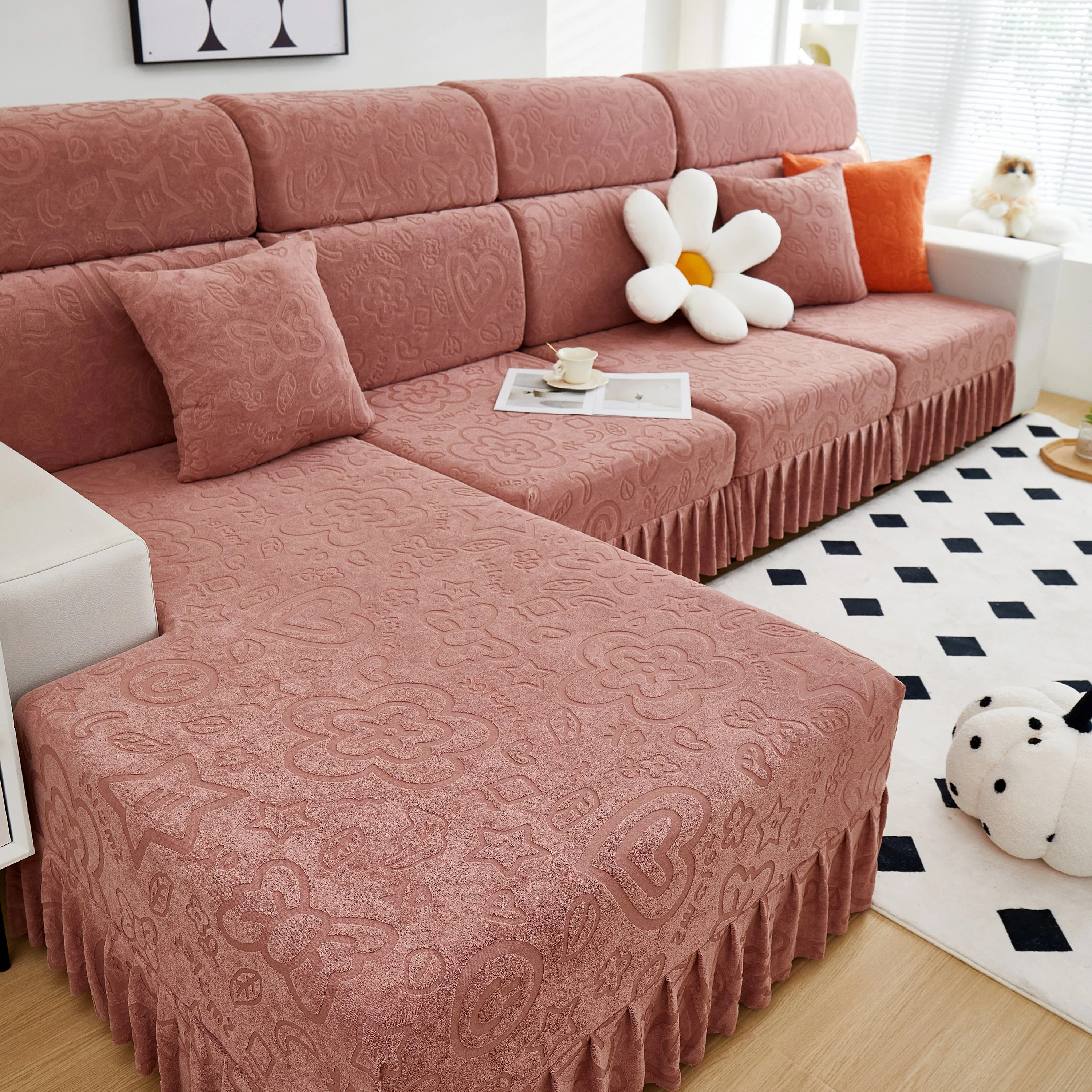 Elastic Skirted Couch Cushion Covers for 1/2/3/4-Seater Sofas, Furniture Protector for Pets, Kids - Image 68