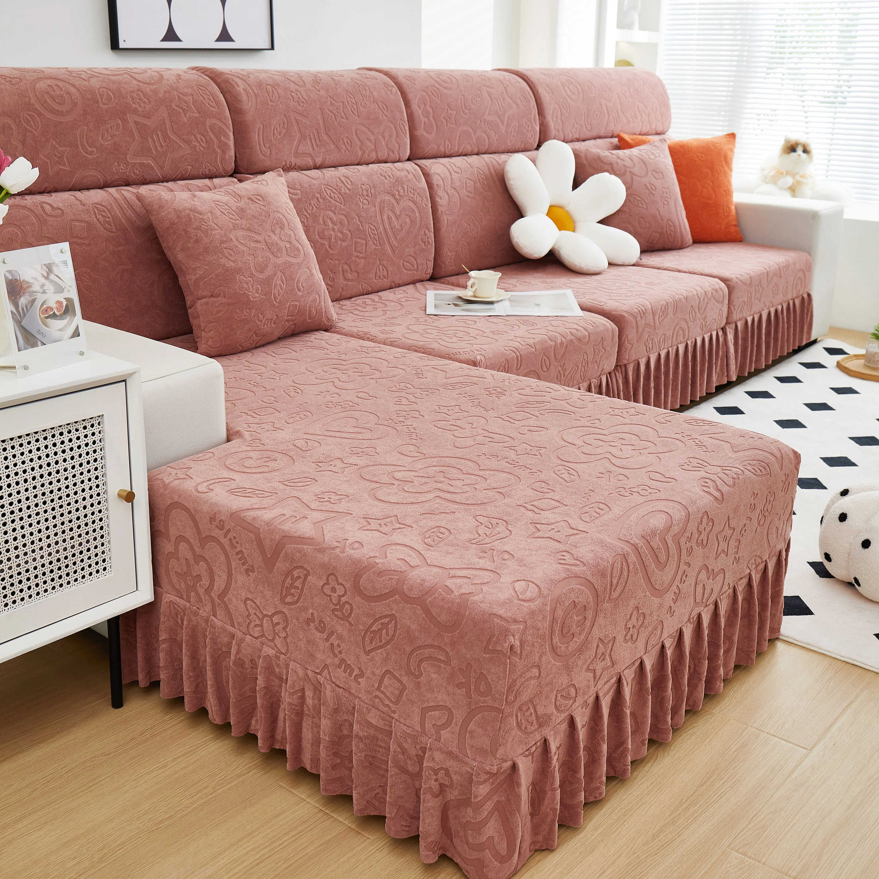 Elastic Skirted Couch Cushion Covers for 1/2/3/4-Seater Sofas, Furniture Protector for Pets, Kids - Image 69