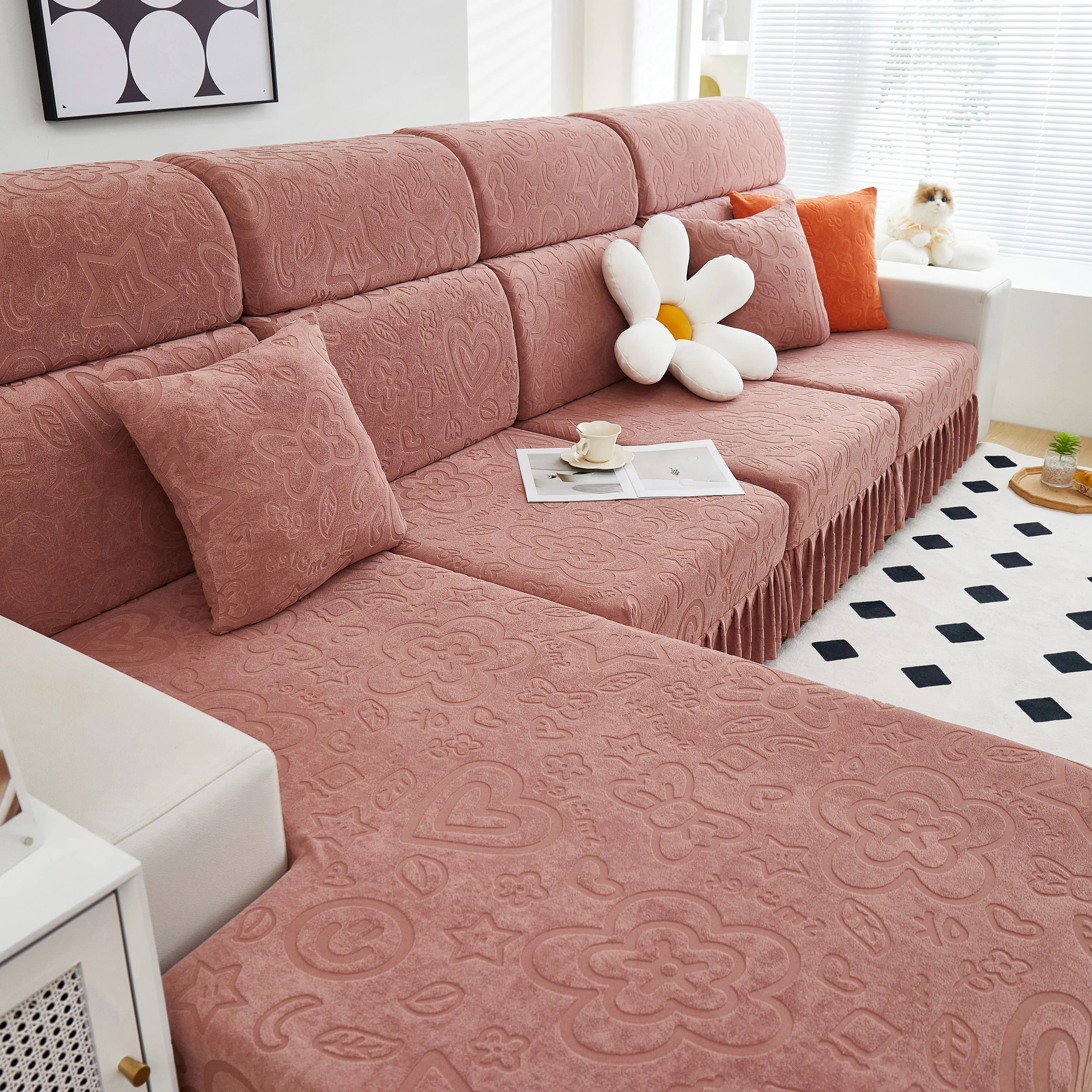 Elastic Skirted Couch Cushion Covers for 1/2/3/4-Seater Sofas, Furniture Protector for Pets, Kids - Image 71