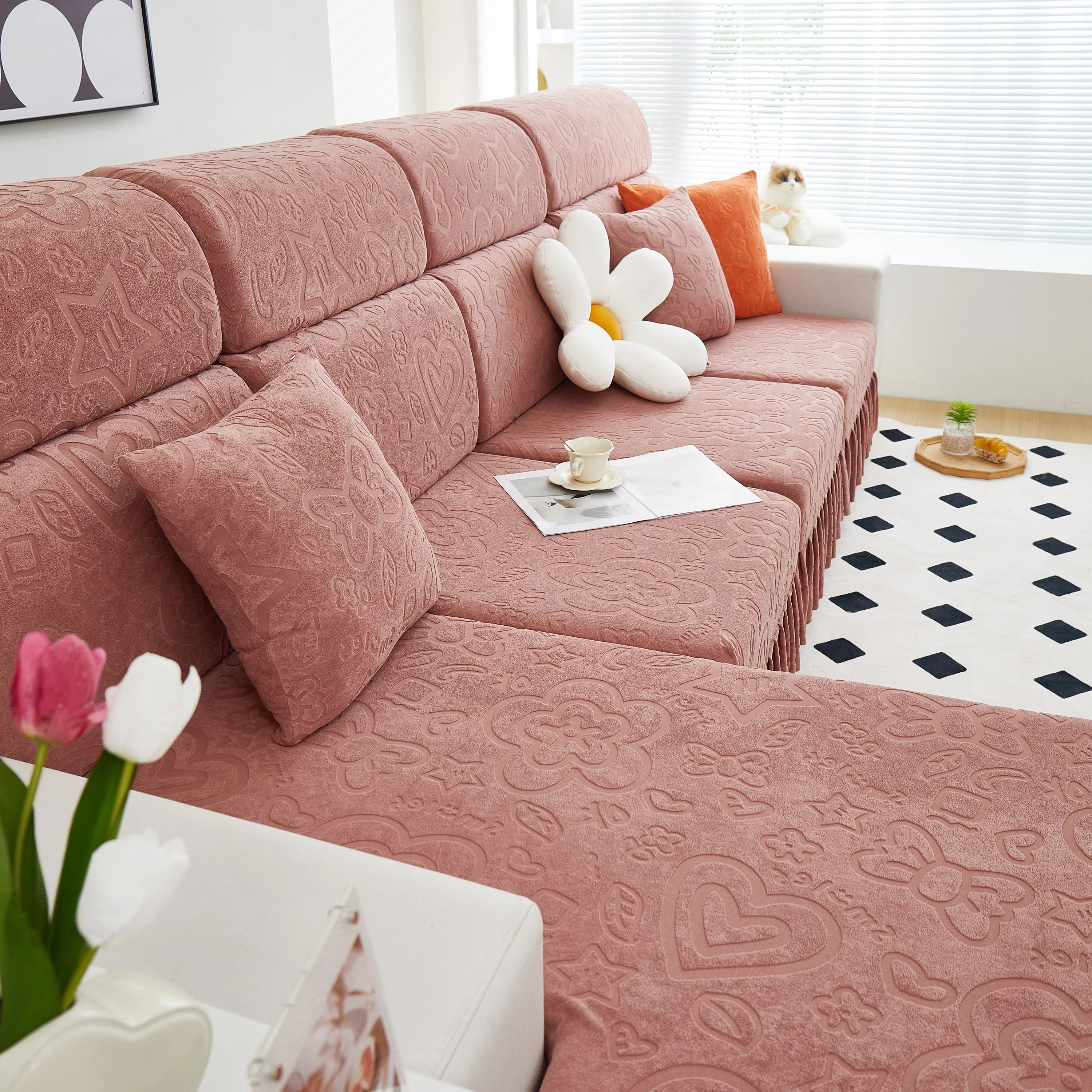 Elastic Skirted Couch Cushion Covers for 1/2/3/4-Seater Sofas, Furniture Protector for Pets, Kids - Image 72