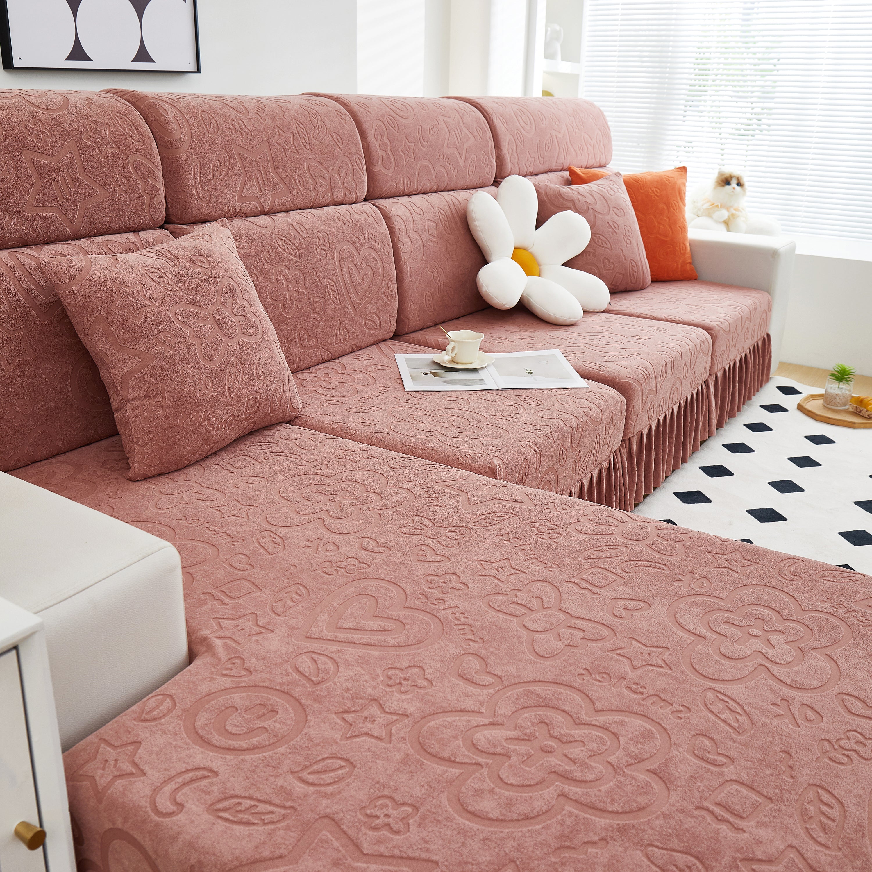 Elastic Skirted Couch Cushion Covers for 1/2/3/4-Seater Sofas, Furniture Protector for Pets, Kids - Image 73