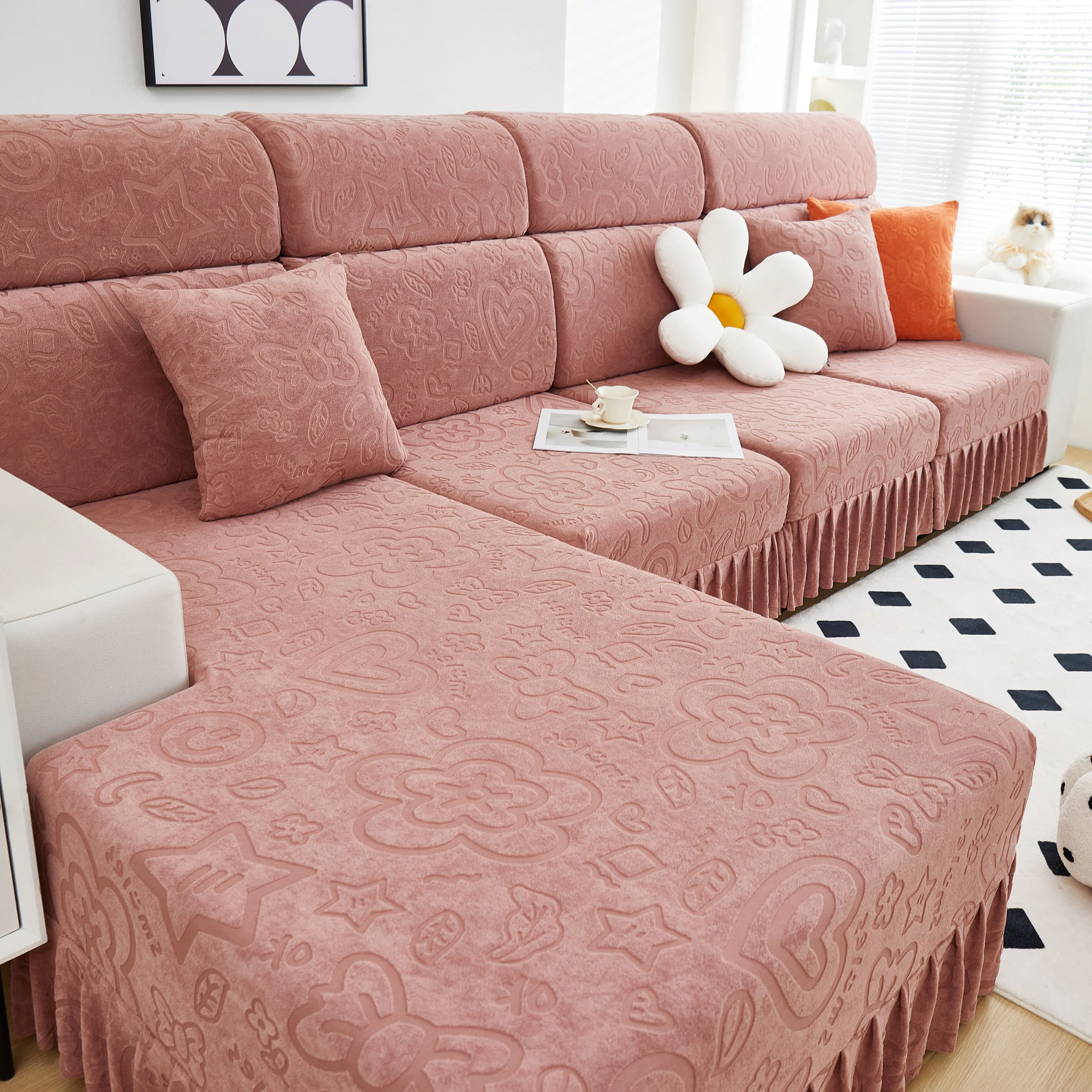 Elastic Skirted Couch Cushion Covers for 1/2/3/4-Seater Sofas, Furniture Protector for Pets, Kids - Image 74