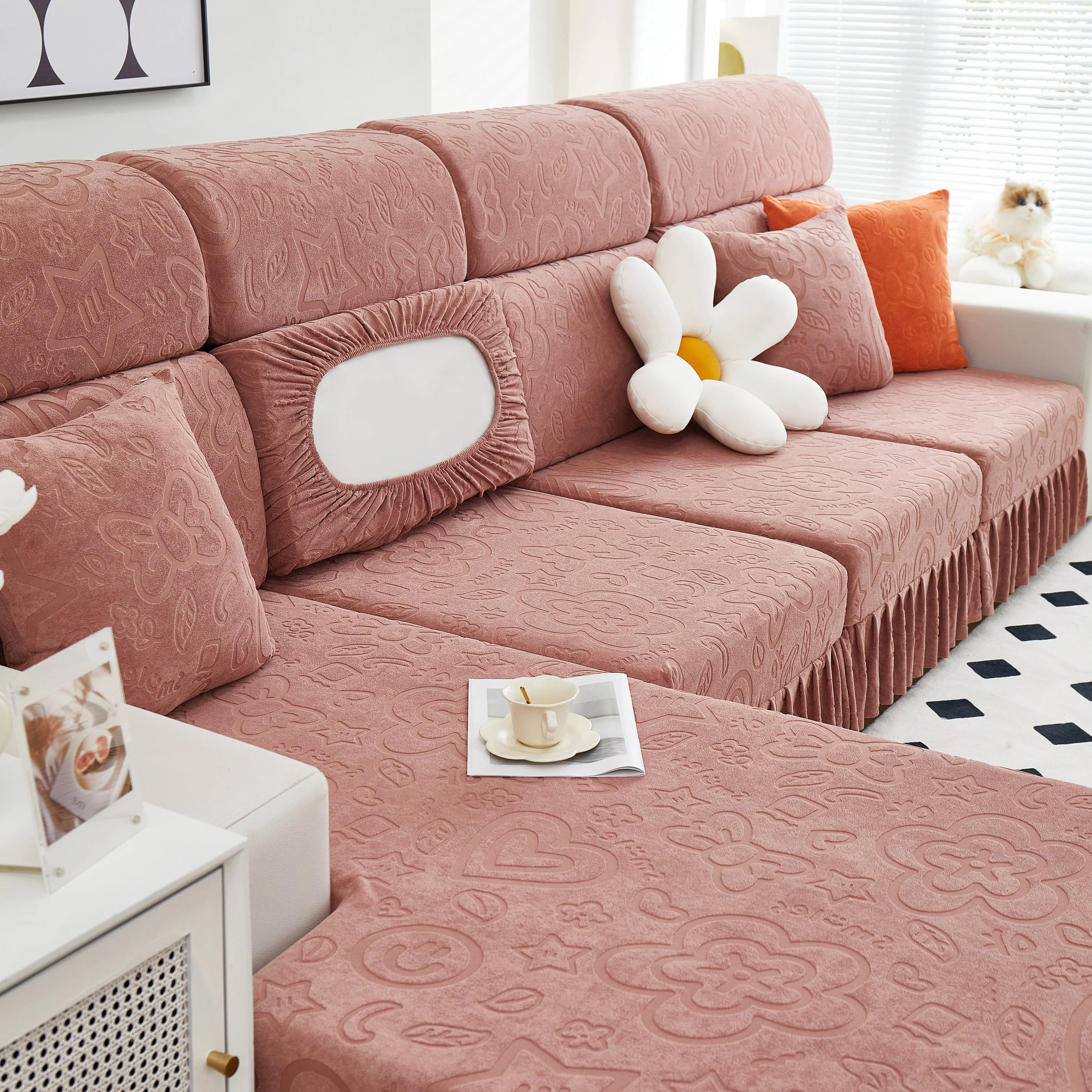 Elastic Skirted Couch Cushion Covers for 1/2/3/4-Seater Sofas, Furniture Protector for Pets, Kids - Image 76