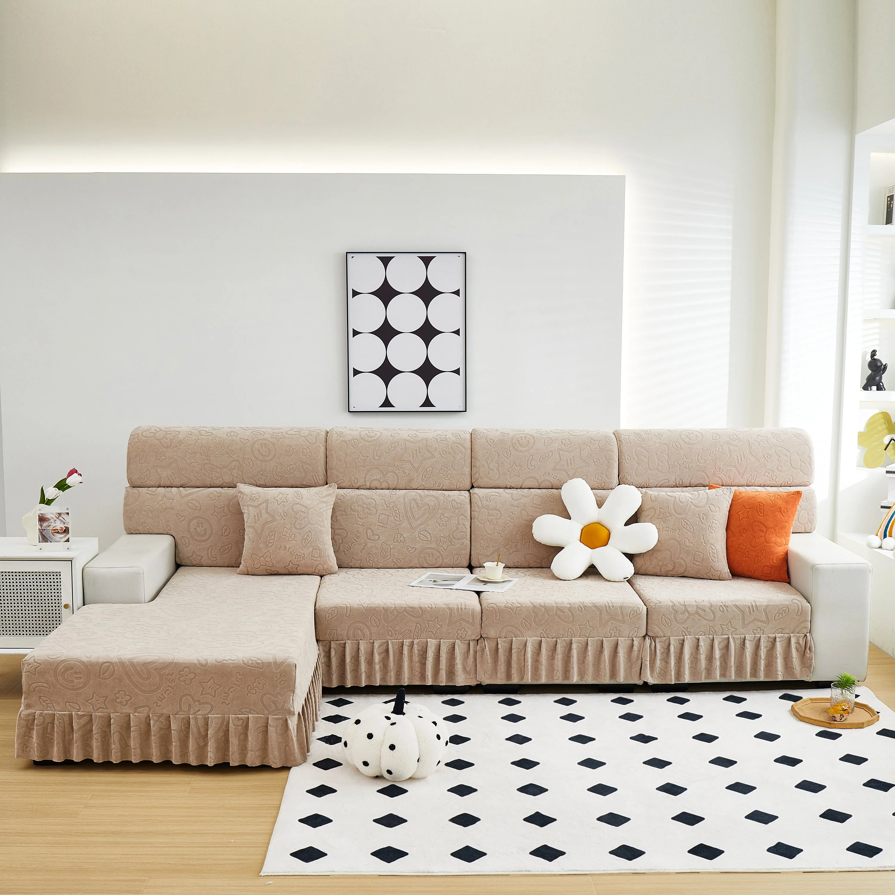 Elastic Skirted Couch Cushion Covers for 1/2/3/4-Seater Sofas, Furniture Protector for Pets, Kids - Image 83