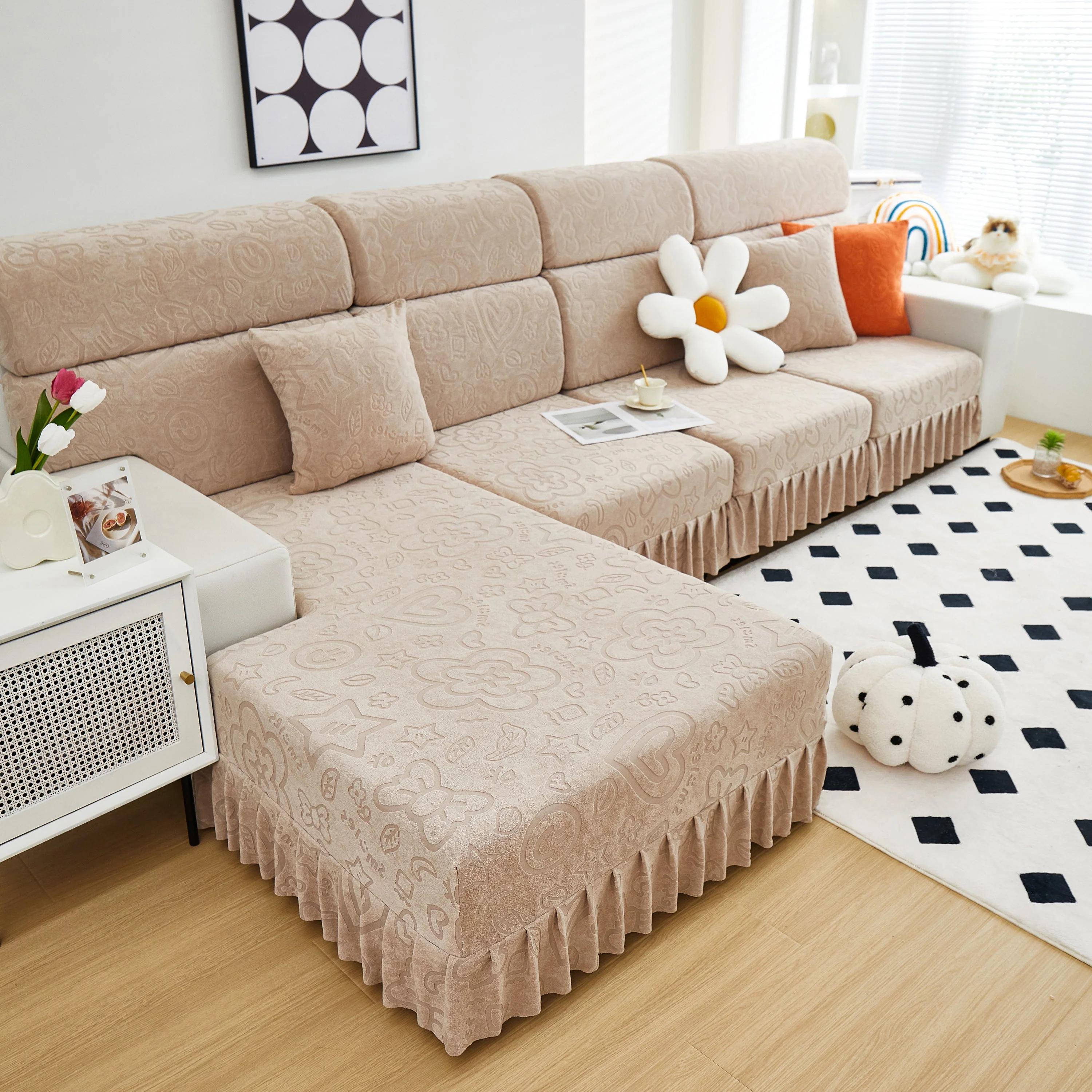 Elastic Skirted Couch Cushion Covers for 1/2/3/4-Seater Sofas, Furniture Protector for Pets, Kids - Image 84