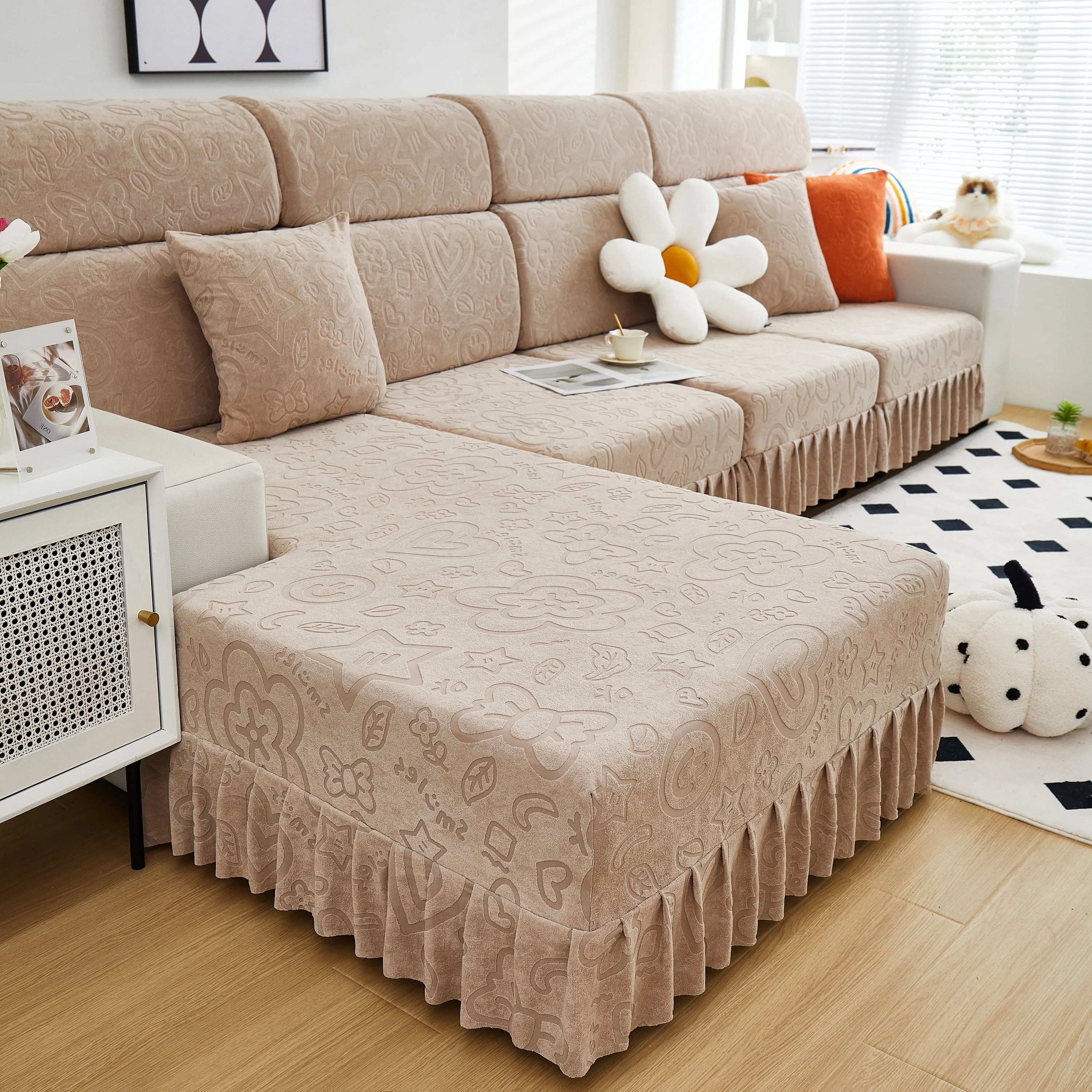 Elastic Skirted Couch Cushion Covers for 1/2/3/4-Seater Sofas, Furniture Protector for Pets, Kids - Image 87