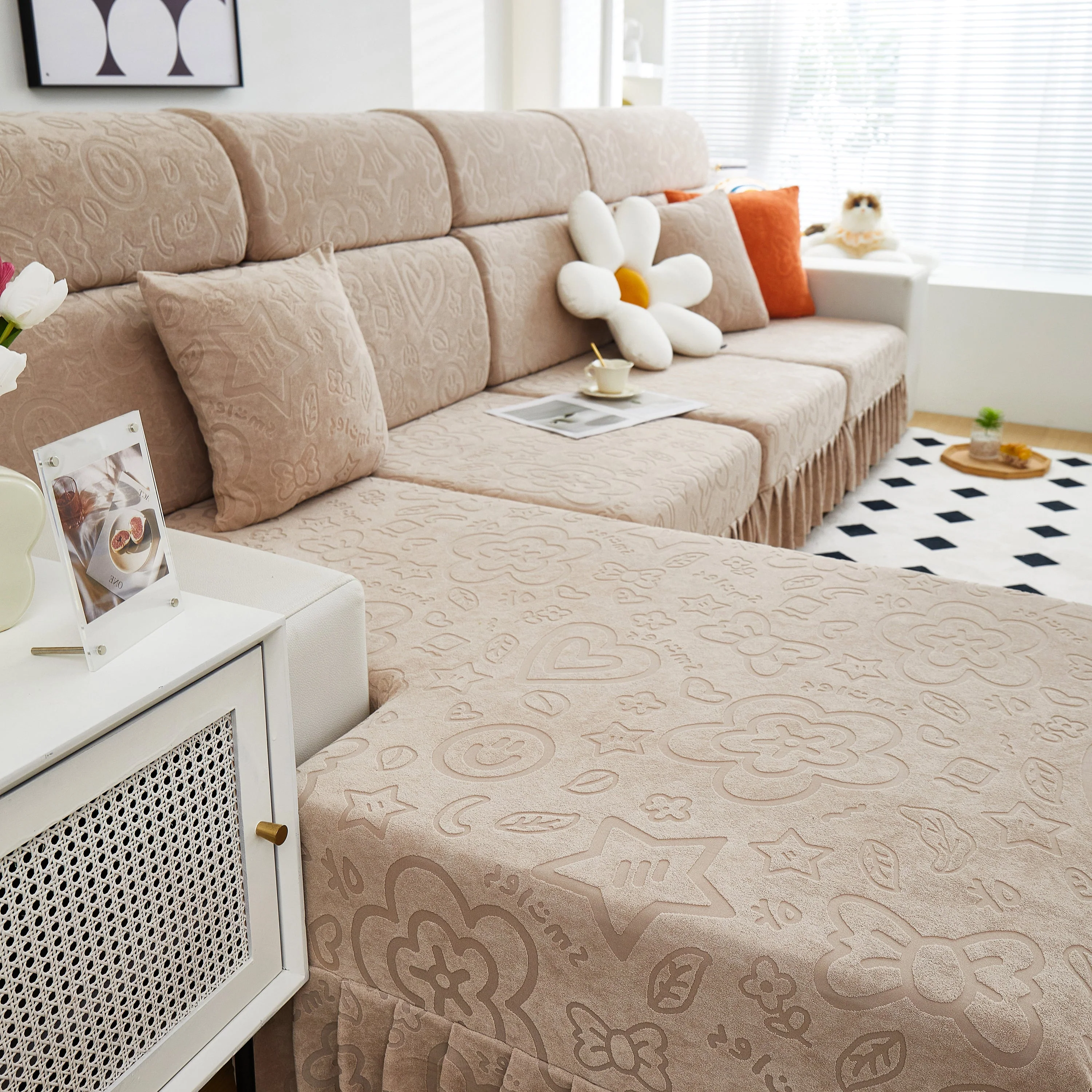 Elastic Skirted Couch Cushion Covers for 1/2/3/4-Seater Sofas, Furniture Protector for Pets, Kids - Image 90