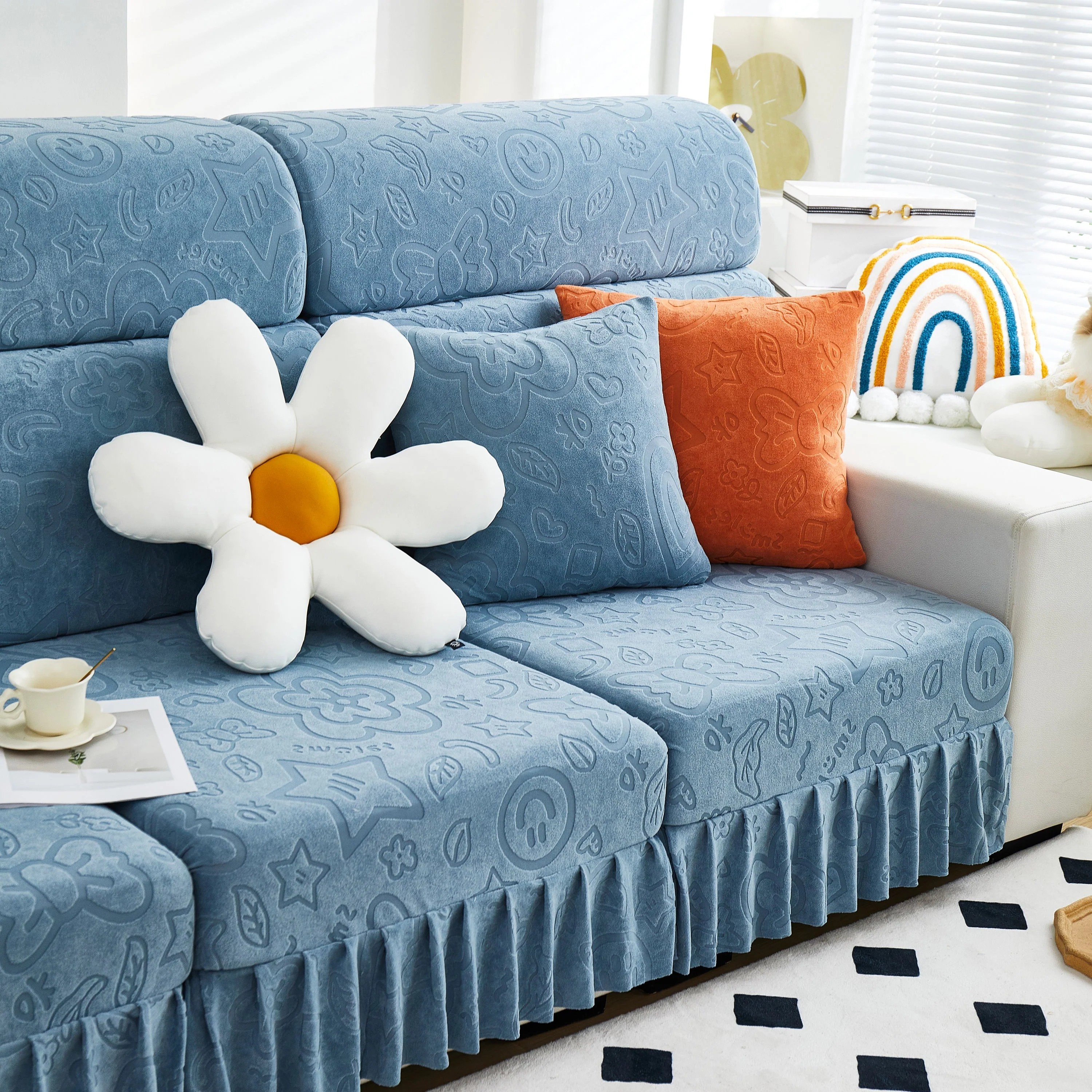 Elastic Skirted Couch Cushion Covers for 1/2/3/4-Seater Sofas, Furniture Protector for Pets, Kids - Image 92