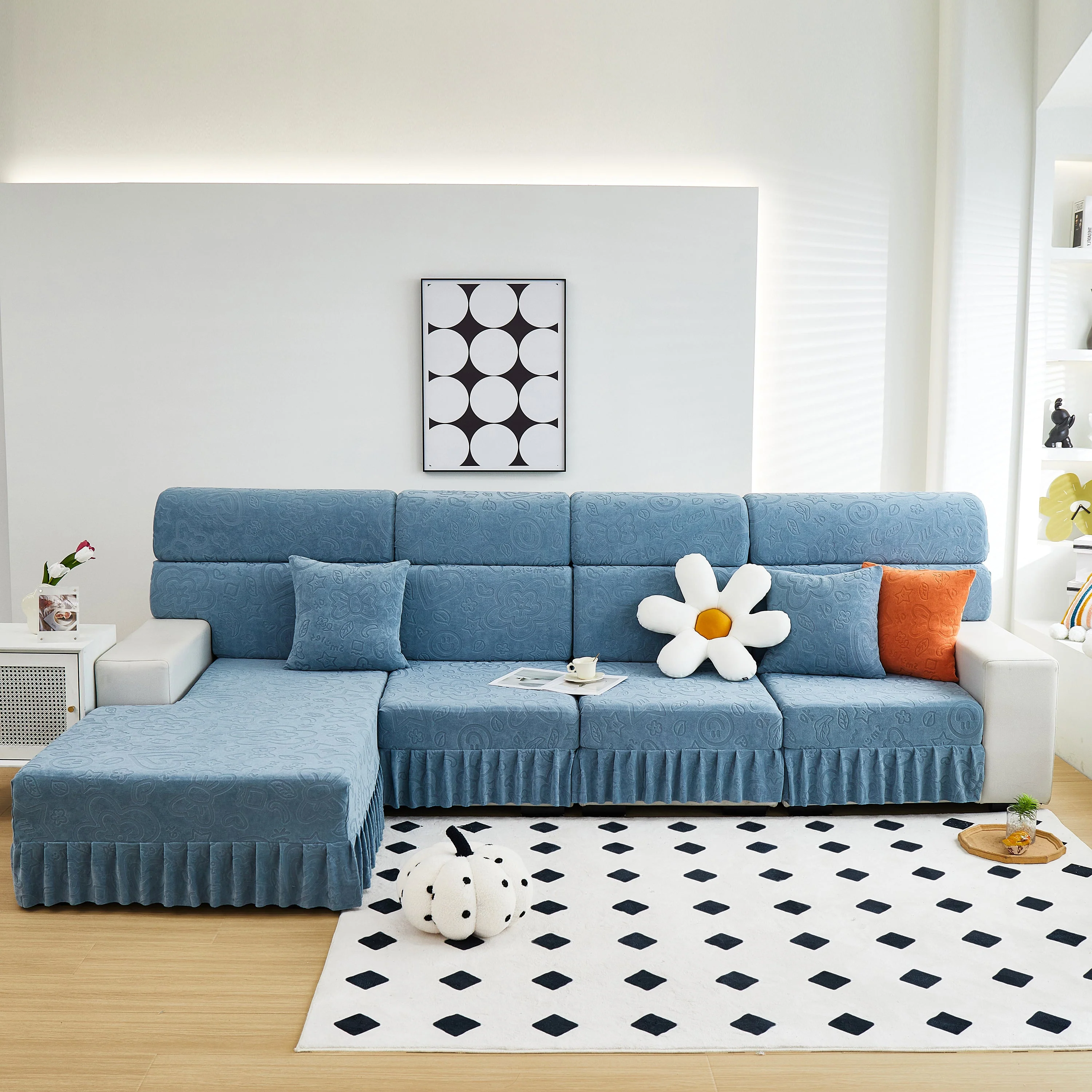 Elastic Skirted Couch Cushion Covers for 1/2/3/4-Seater Sofas, Furniture Protector for Pets, Kids - Image 93