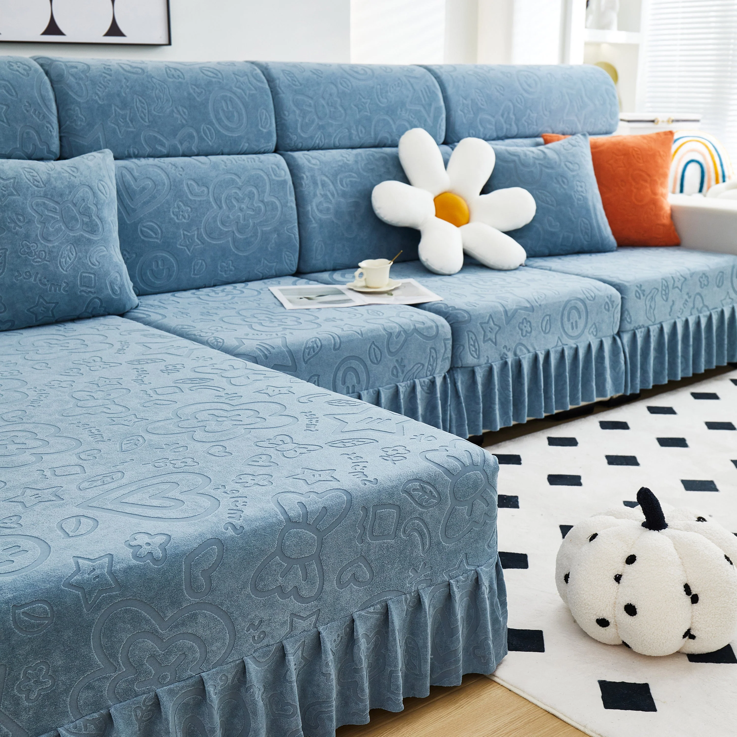 Elastic Skirted Couch Cushion Covers for 1/2/3/4-Seater Sofas, Furniture Protector for Pets, Kids - Image 94