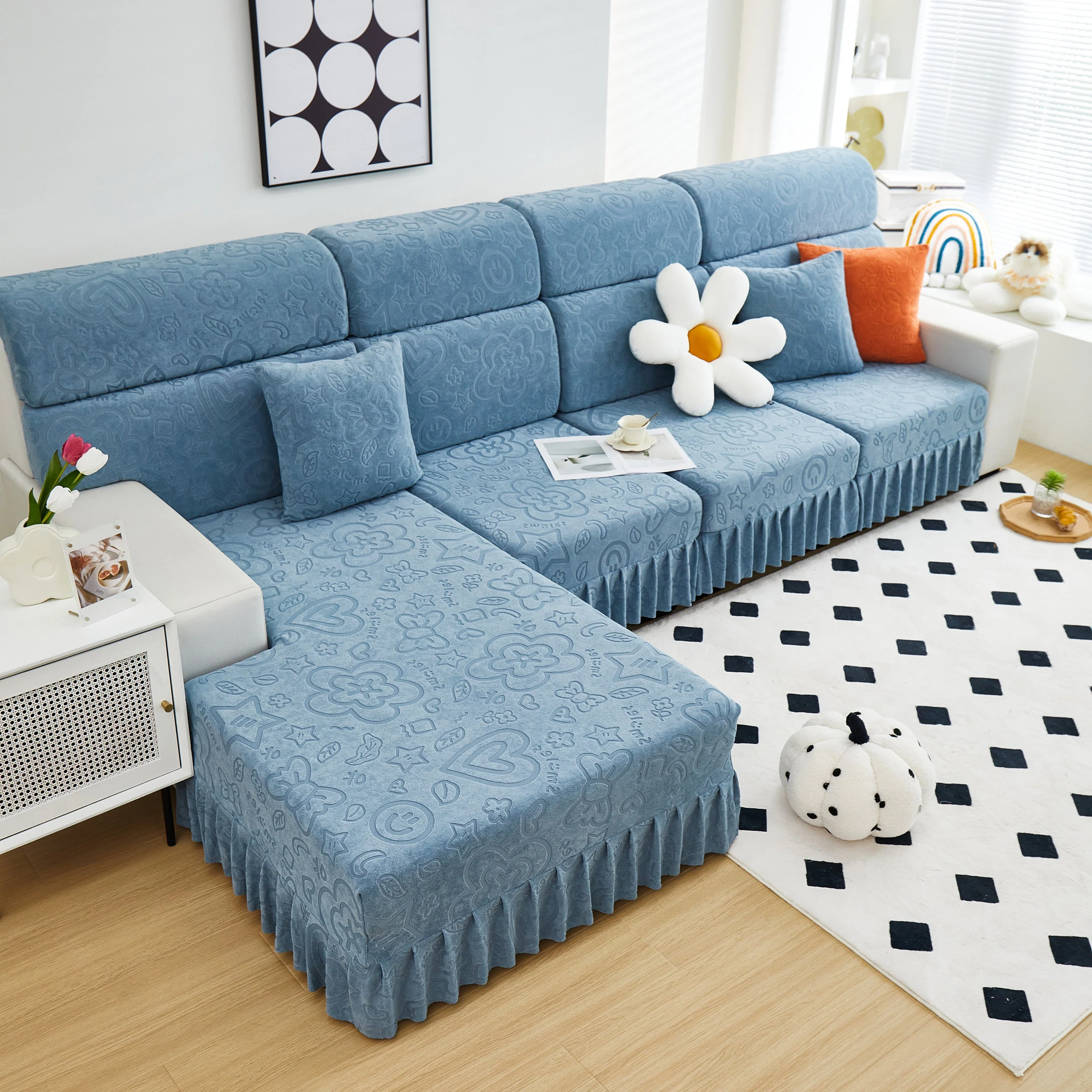 Elastic Skirted Couch Cushion Covers for 1/2/3/4-Seater Sofas, Furniture Protector for Pets, Kids - Image 98