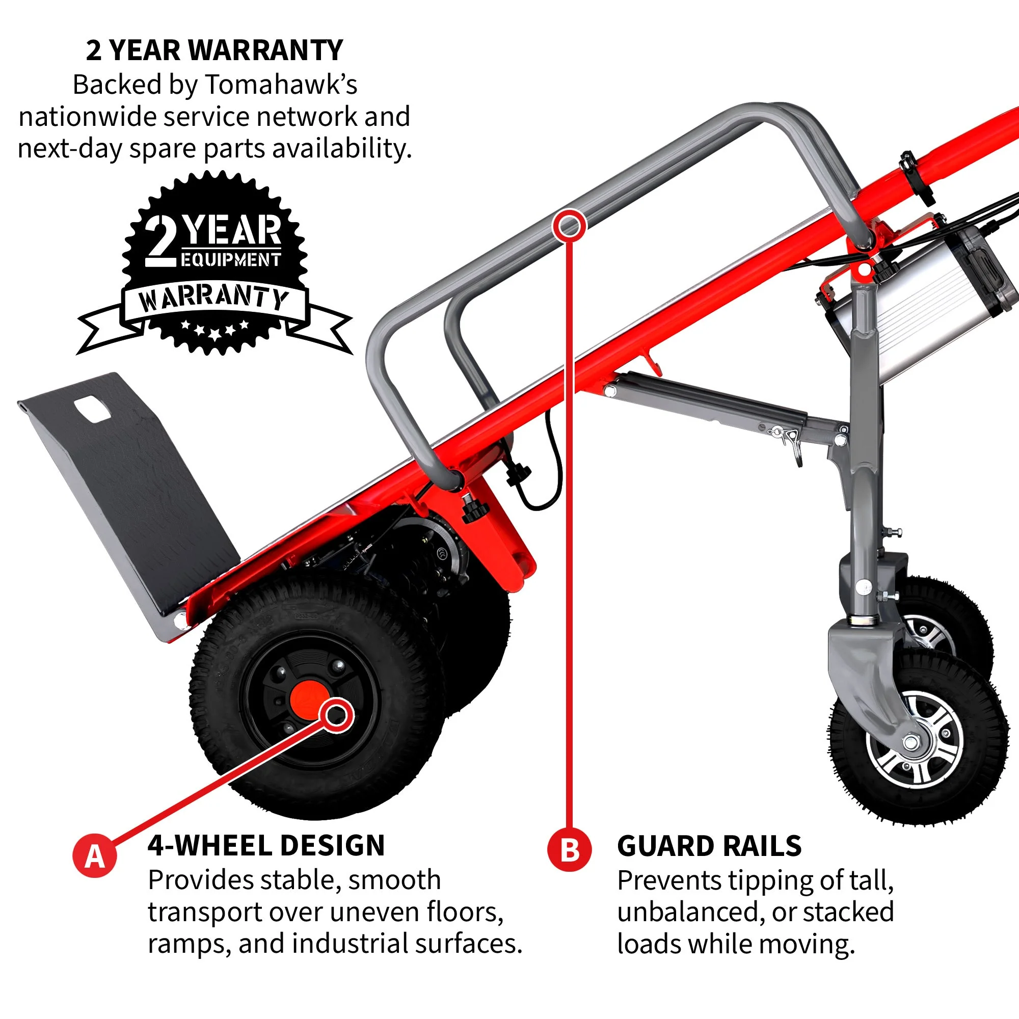 Electric Dolly Cart Hand Truck 570 lbs Capacity for Warehouses Shops & Material Handling - Image 4