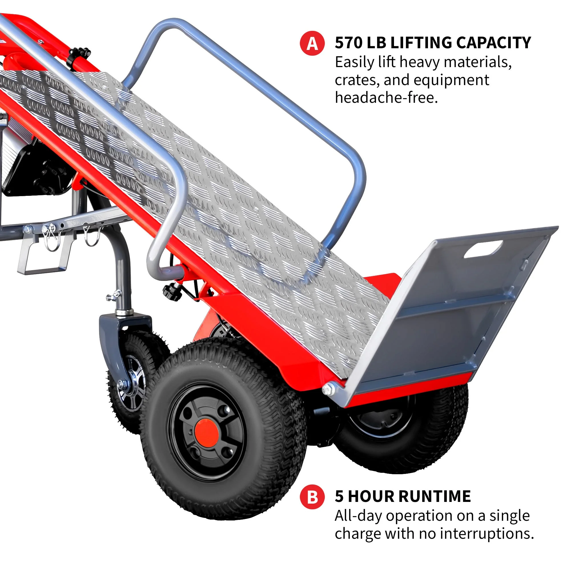 Electric Dolly Cart Hand Truck 570 lbs Capacity for Warehouses Shops & Material Handling - Image 5