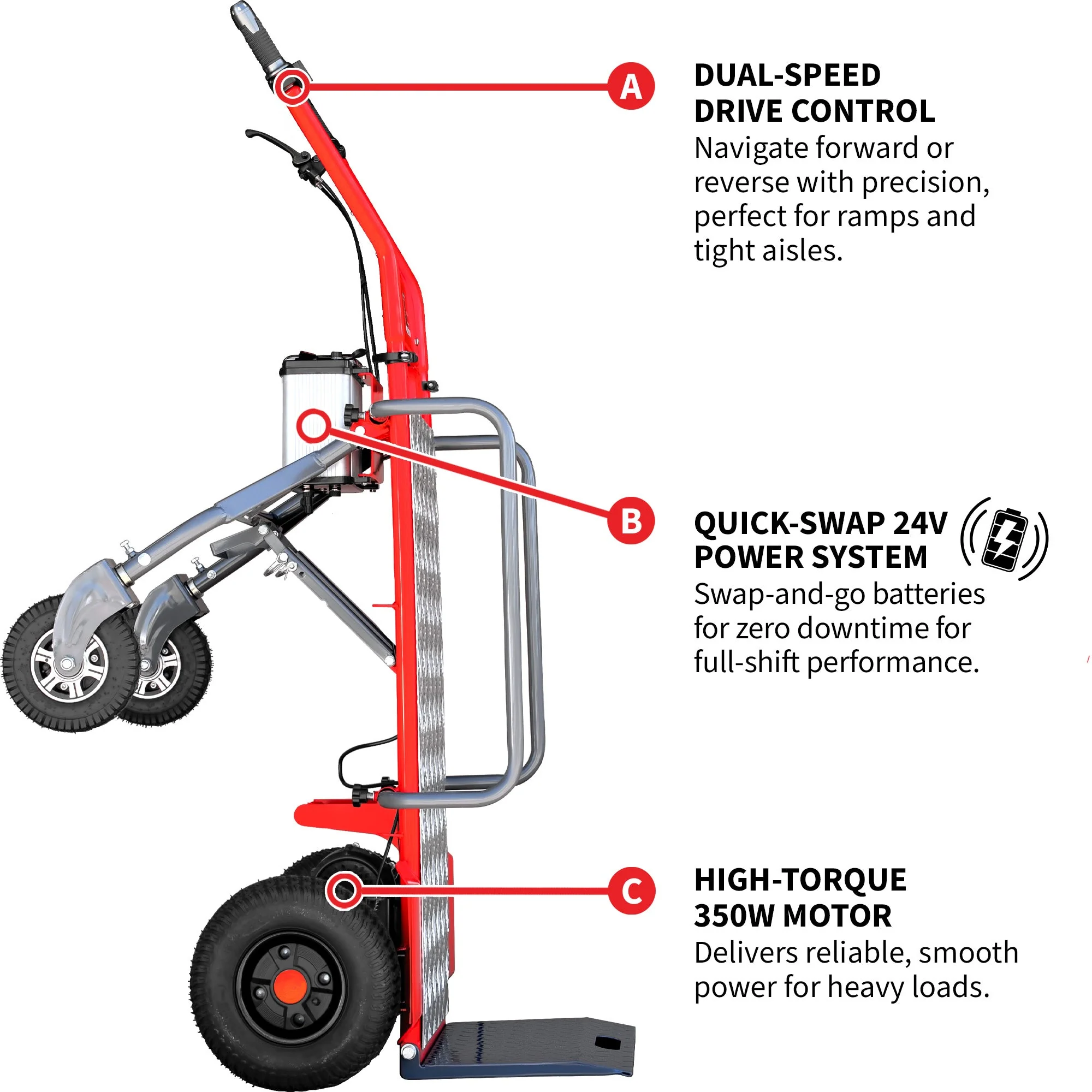 Electric Dolly Cart Hand Truck 570 lbs Capacity for Warehouses Shops & Material Handling - Image 6