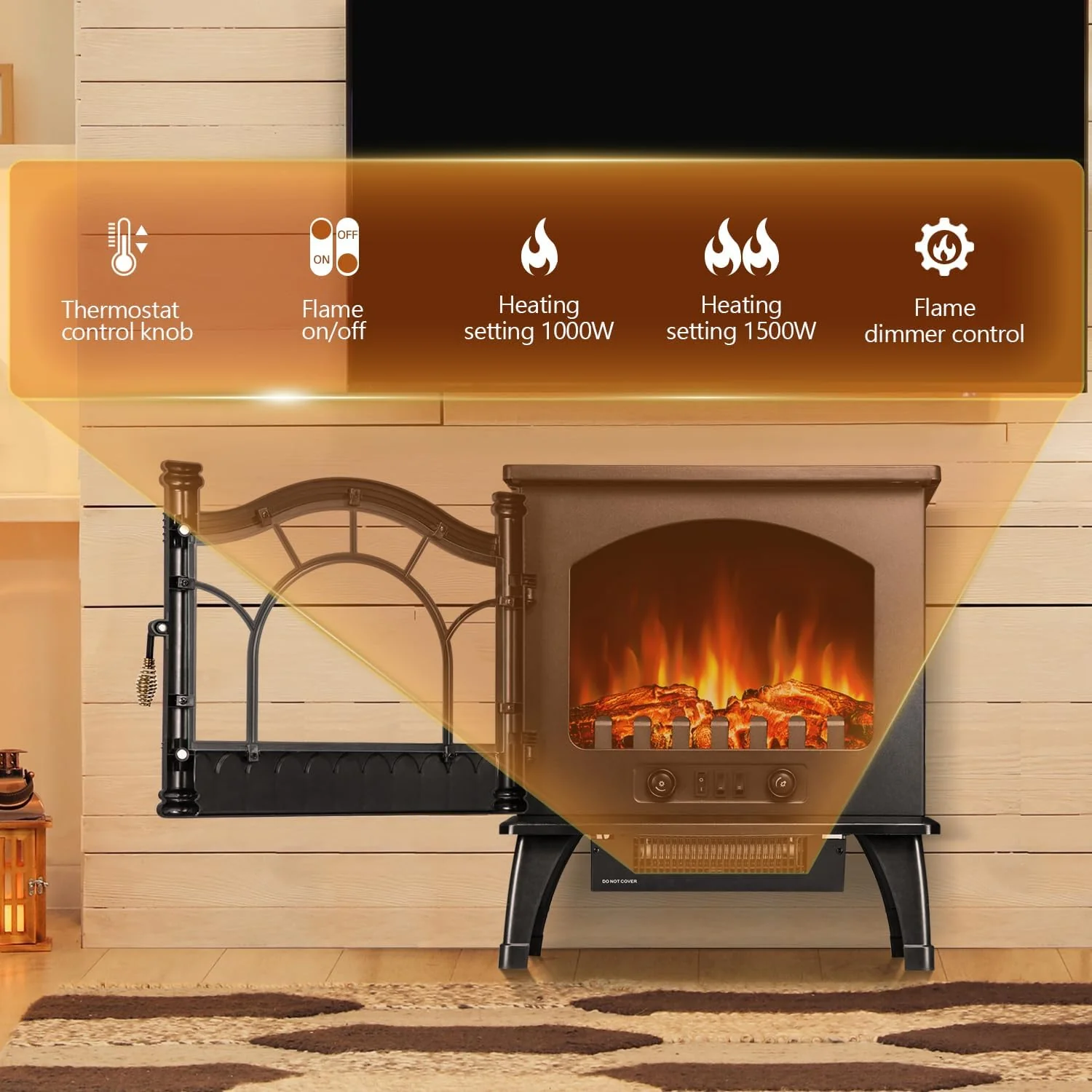 Electric Fireplace Heater, 20" Freestanding Fireplace S520222 - Image 3