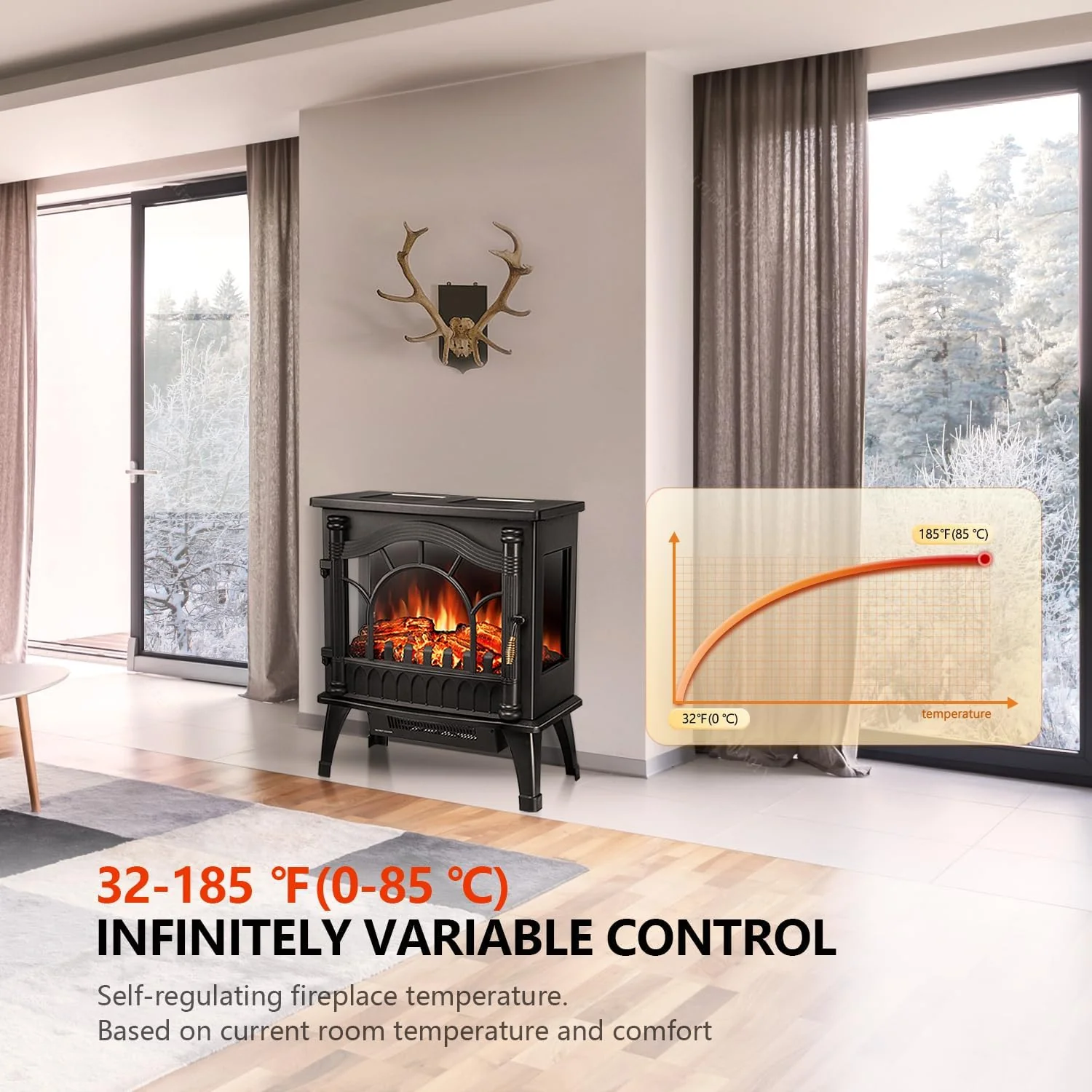 Electric Fireplace Heater, 20" Freestanding Fireplace S520222 - Image 5