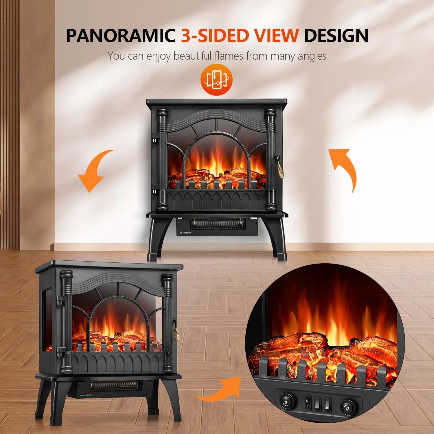 Electric Fireplace Heater, 20" Freestanding Fireplace S520222 - Image 7