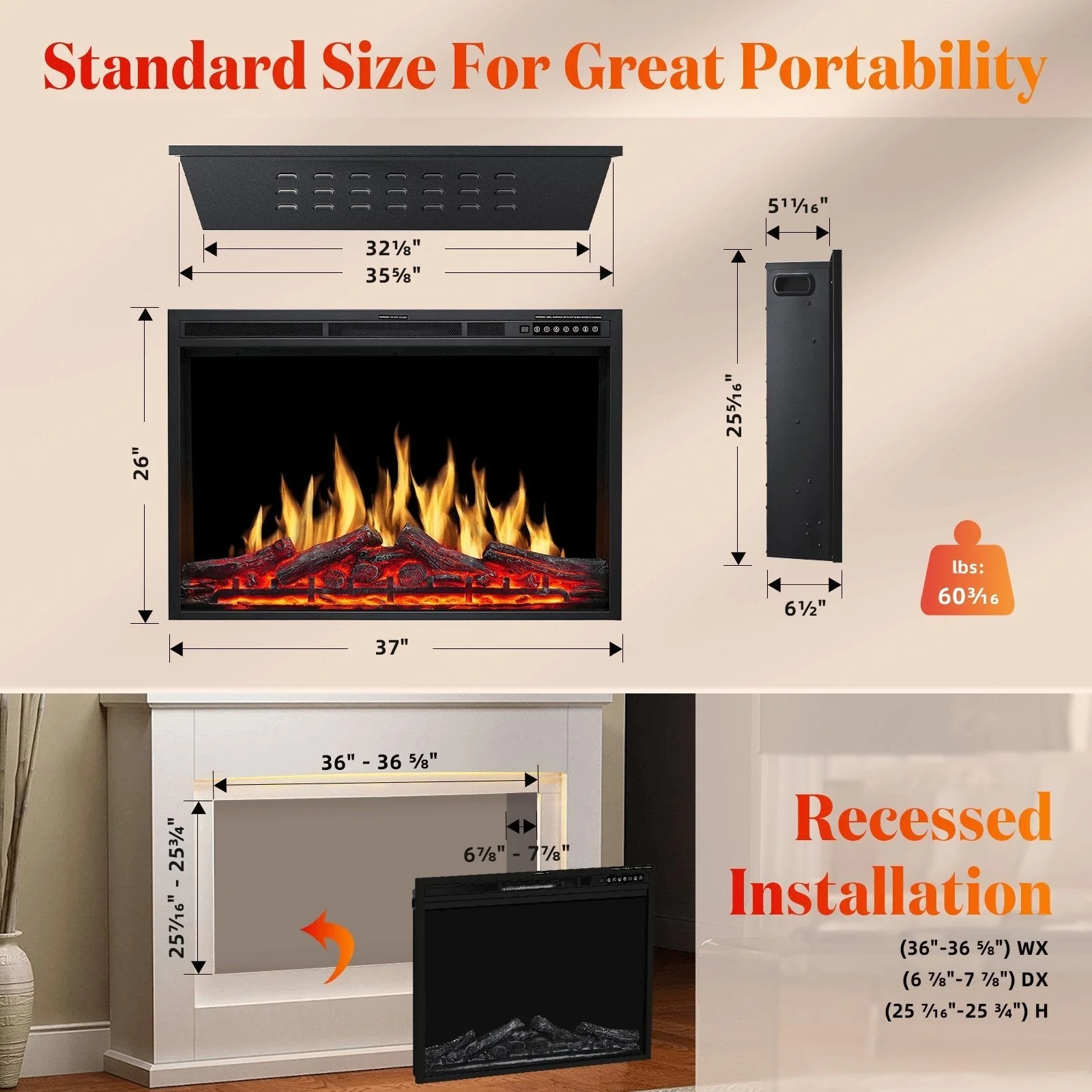 Electric Fireplace Insert Adjuatble Flame Colors 936A,939A,936BXB,939BXB - Image 18
