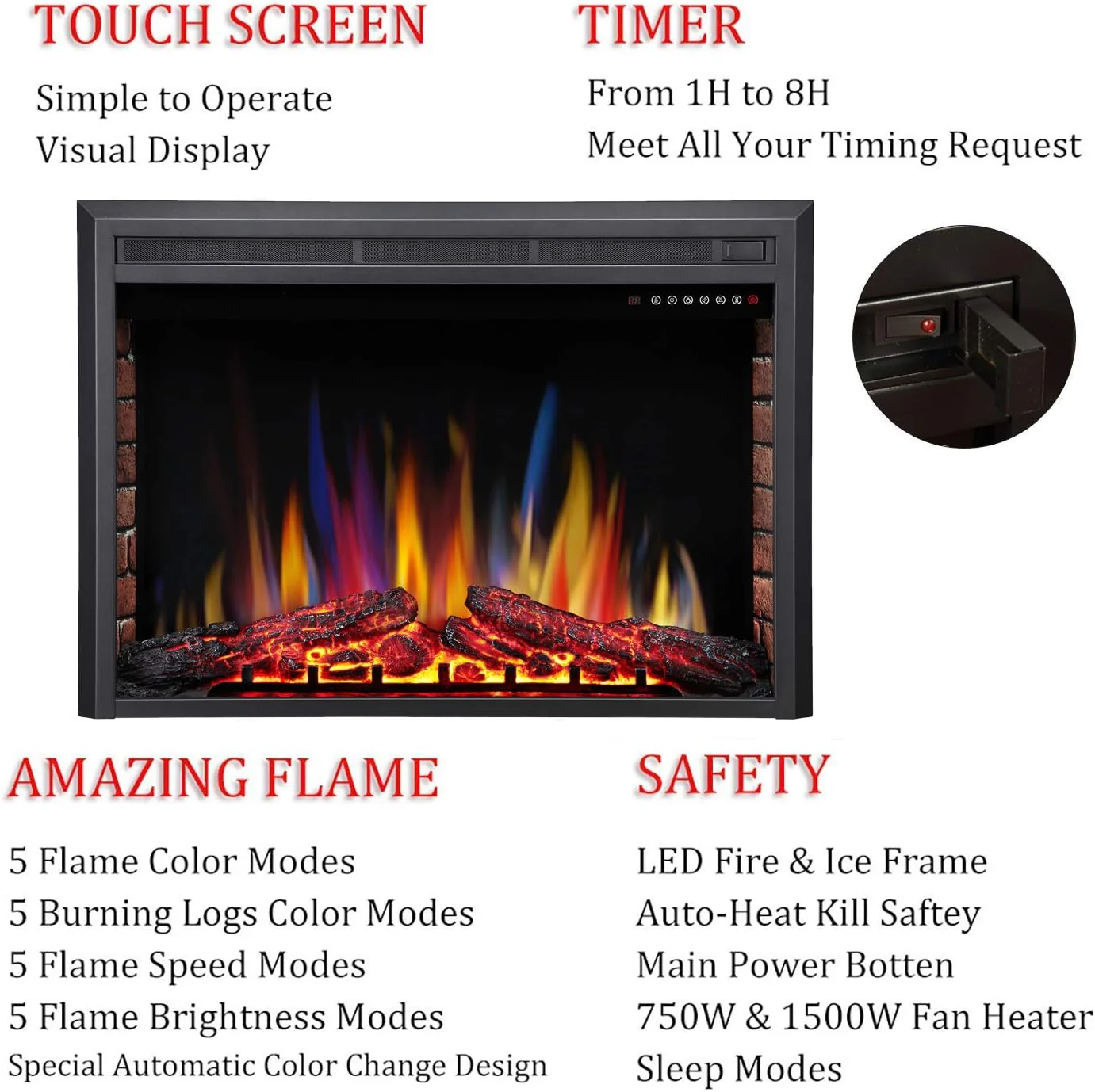 Electric Fireplace Insert Adjuatble Flame Colors 936A,939A,936BXB,939BXB - Image 29