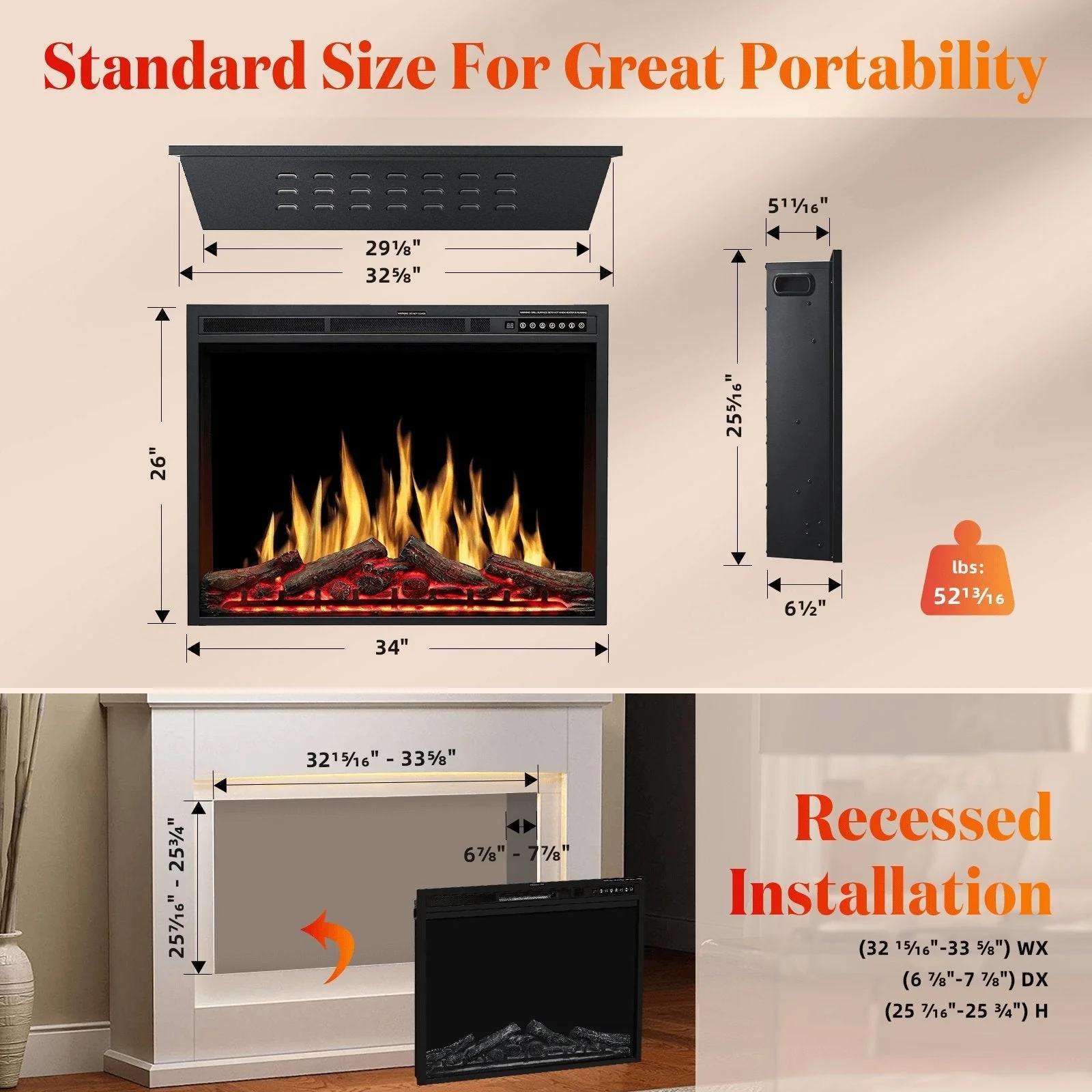 Electric Fireplace Insert Adjuatble Flame Colors 936A,939A,936BXB,939BXB - Image 3