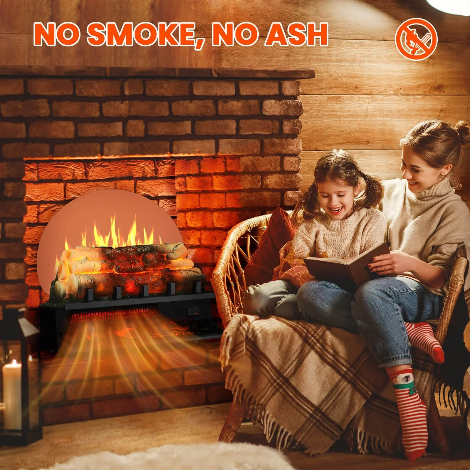 Electric Fireplace Log Heater with Infrared Flames L360CP - Image 3