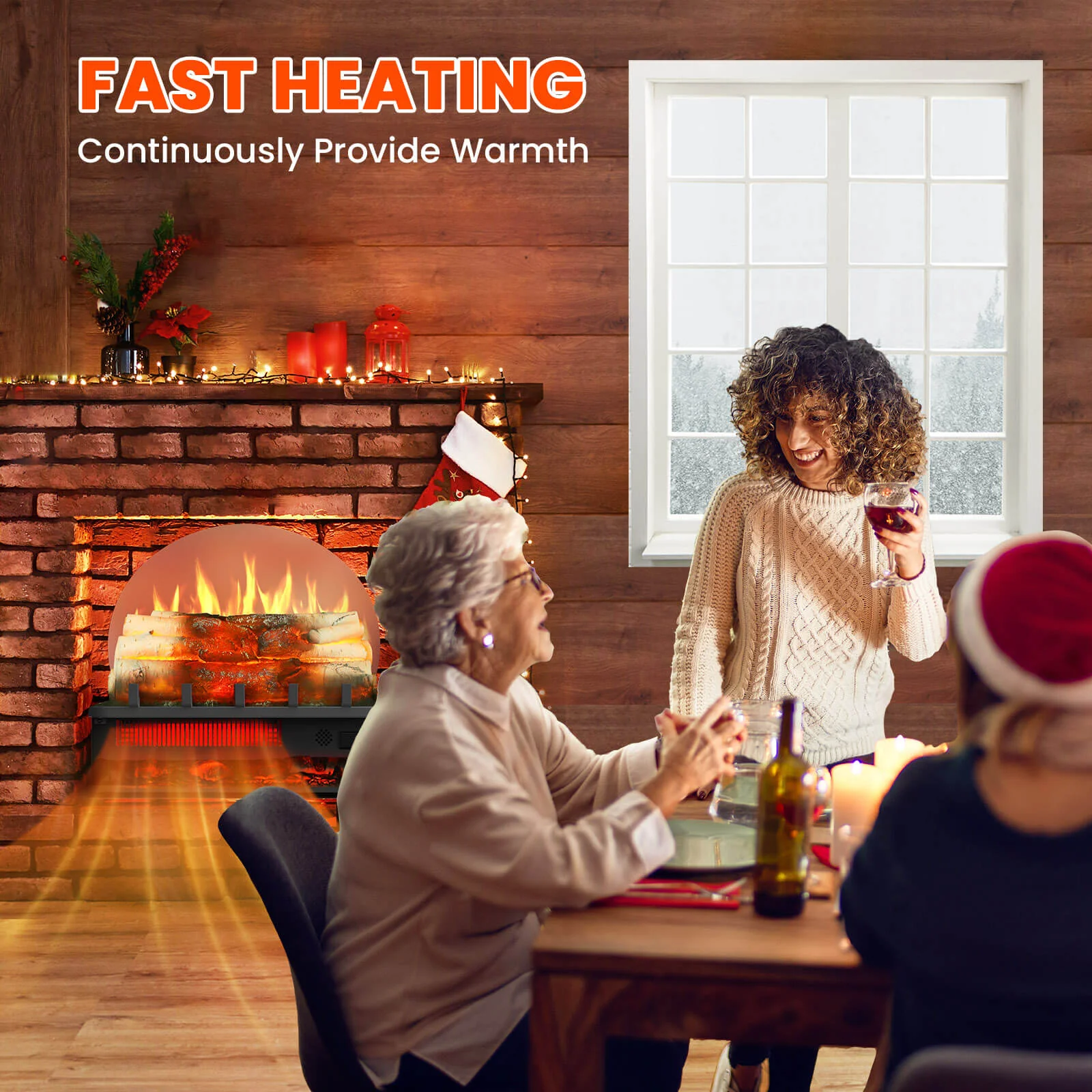 Electric Fireplace Log Heater with Infrared Flames L360CP - Image 5