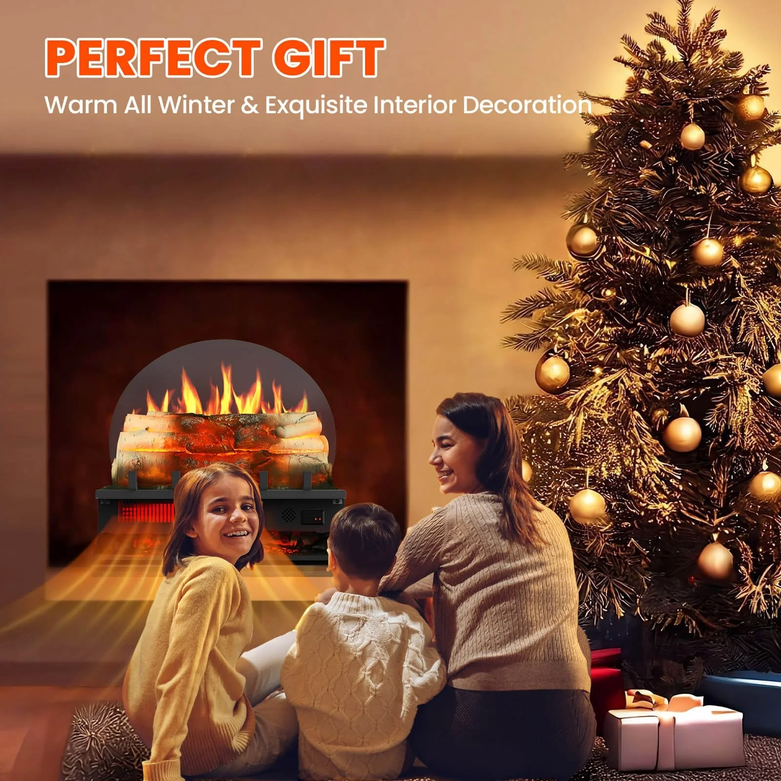 Electric Fireplace Log Heater with Infrared Flames L360CP - Image 8