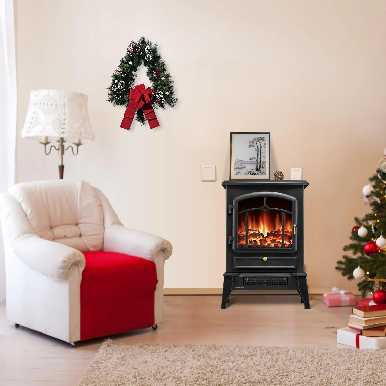Electric Fireplace Stove Heater with Thermostat Control 520232 - Image 2