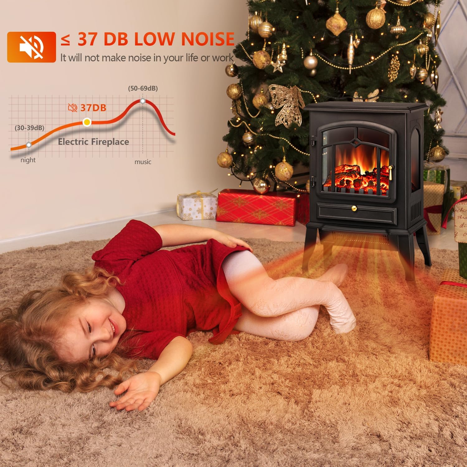 Electric Fireplace Stove Heater with Thermostat Control 520232 - Image 5