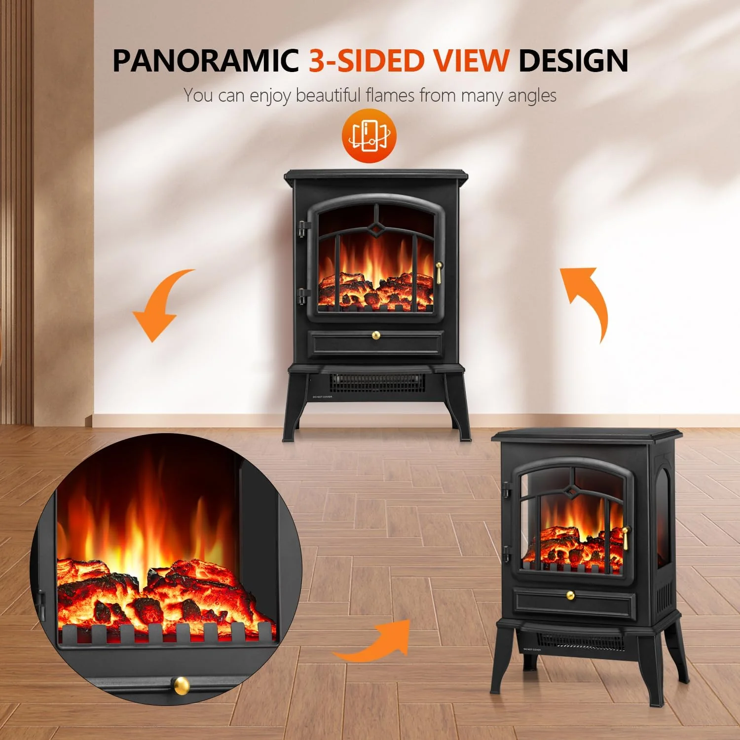 Electric Fireplace Stove Heater with Thermostat Control 520232 - Image 7