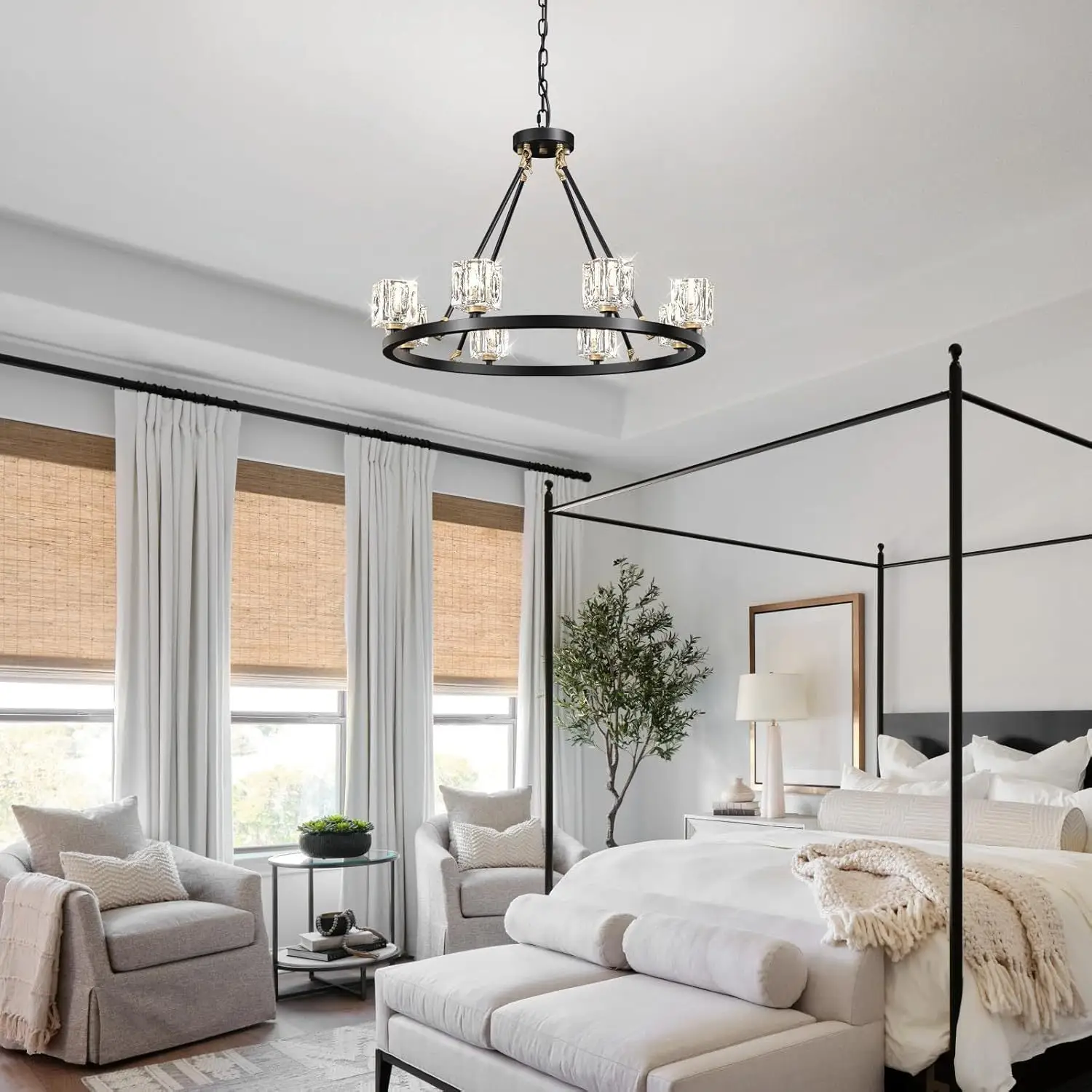 Elegant Adjustable Height Wagon Wheel Chandelier for Modern Homes - Image 3