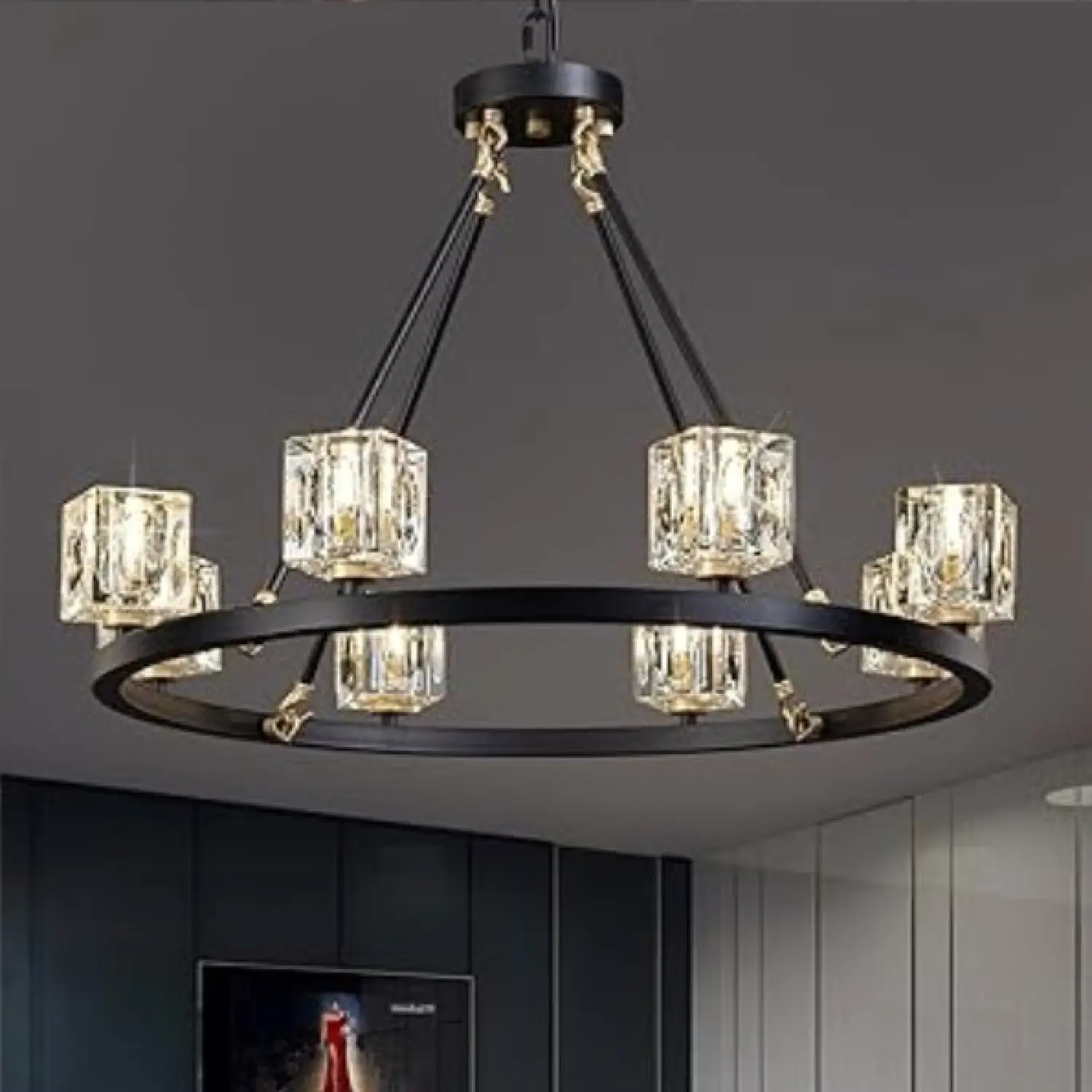 Elegant Adjustable Height Wagon Wheel Chandelier for Modern Homes - Image 5