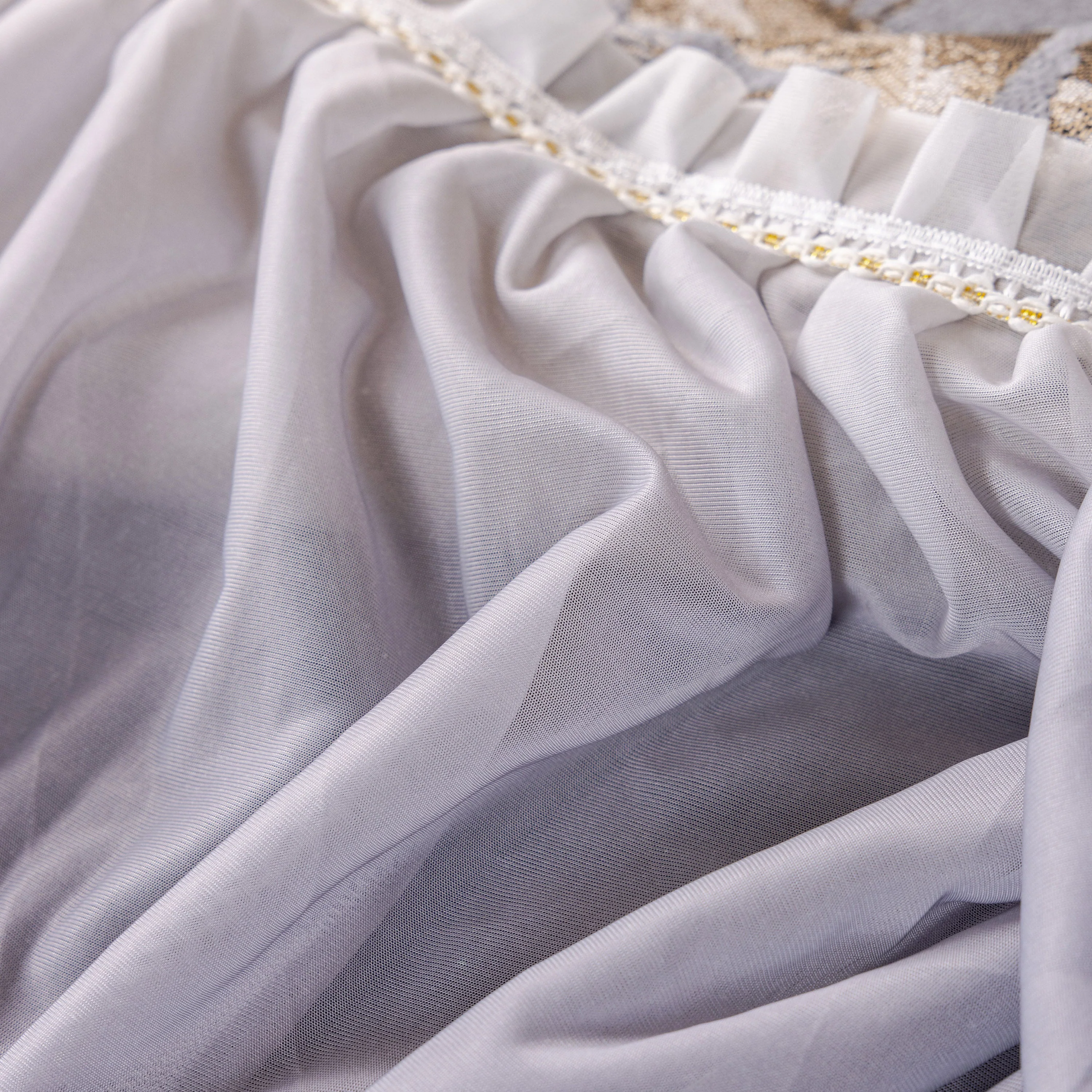 Elegant Botanical Sofa Cover with Pleated Tulle Skirt, Vintage Floral Couch Protector - Image 17