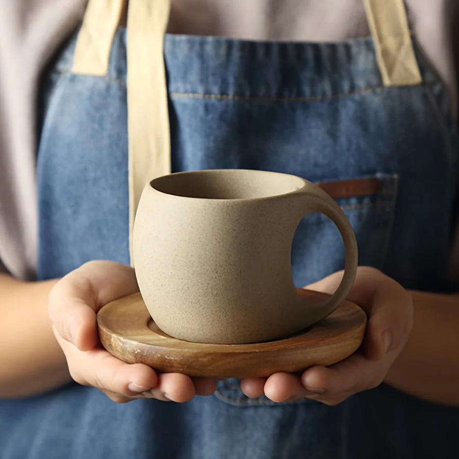 Elegant Ceramic Mug & Saucer Set | 7oz Modern Eco Drinkware - Image 2