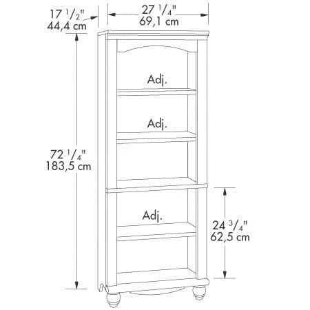 Elegant Display Shelf Bookcase with 5 Shelves in Antique White Wood Finish - Image 2