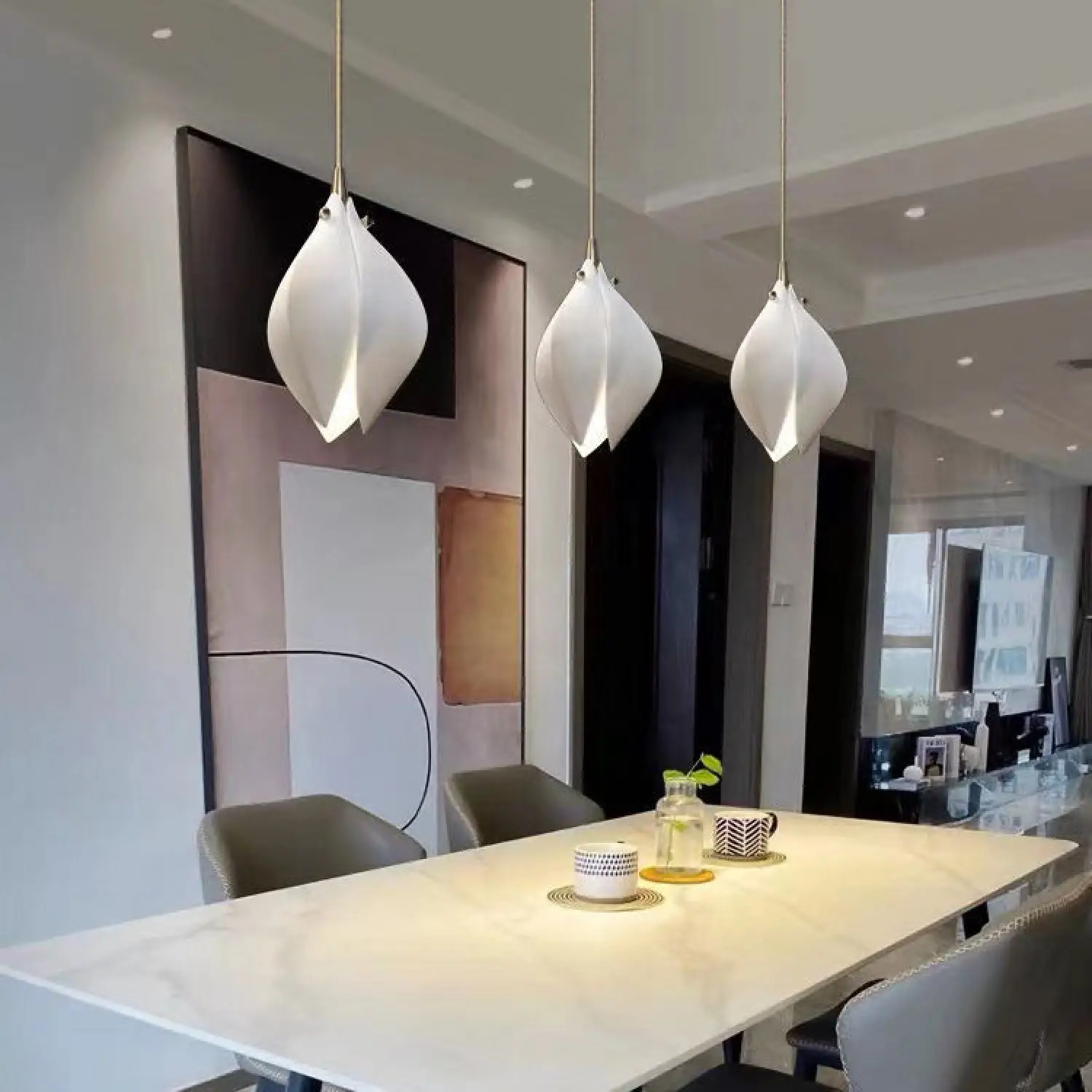 Elegant Petal Chandelier with Ceramic Finish for Modern Interiors - Image 2