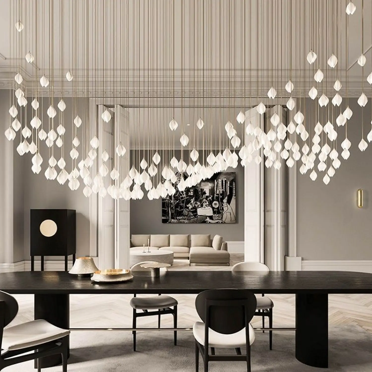Elegant Petal Chandelier with Ceramic Finish for Modern Interiors - Image 5