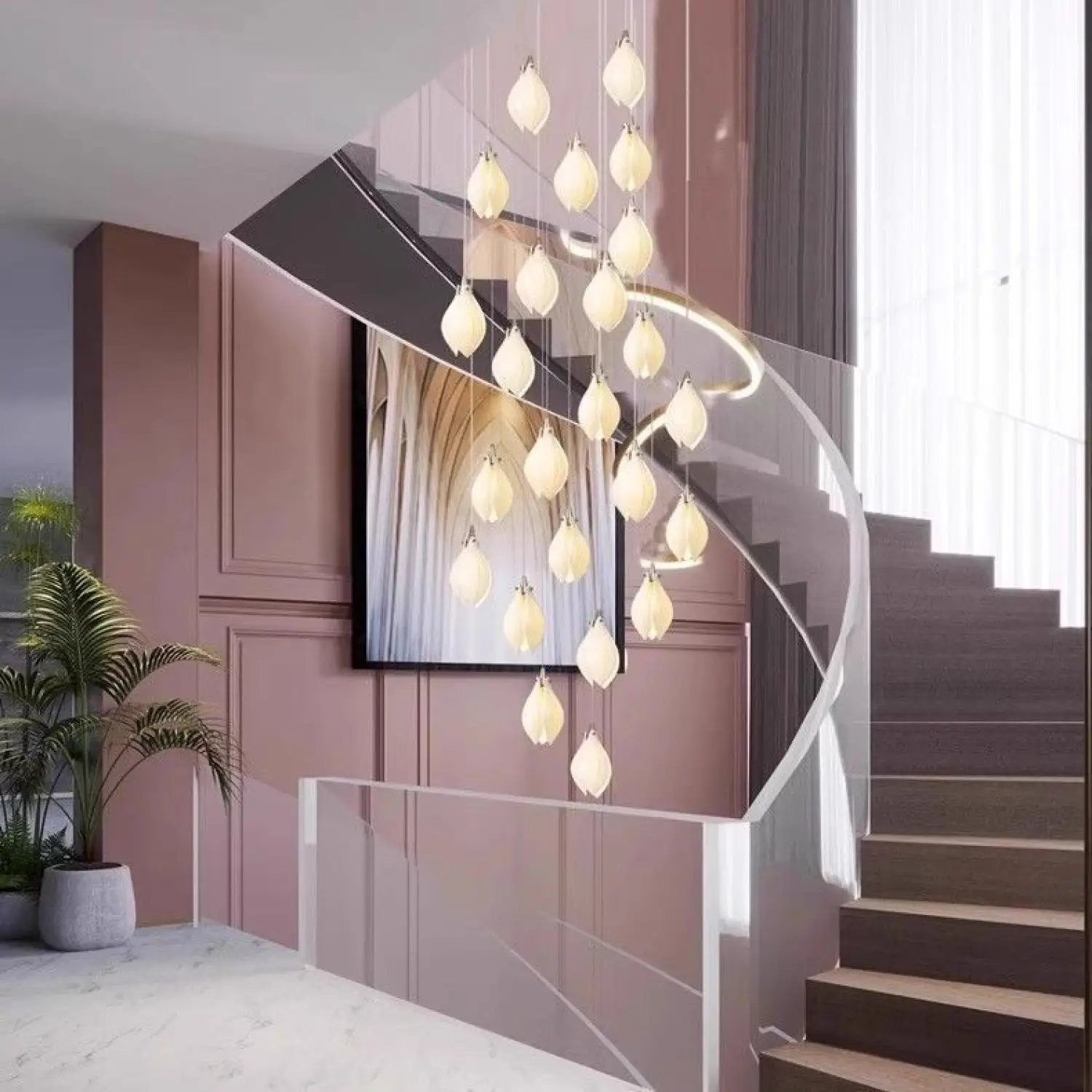 Elegant Petal Chandelier with Ceramic Finish for Modern Interiors - Image 6