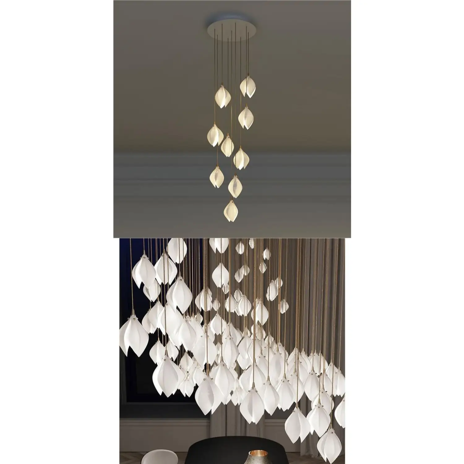 Elegant Petal Chandelier with Ceramic Finish for Modern Interiors - Image 9
