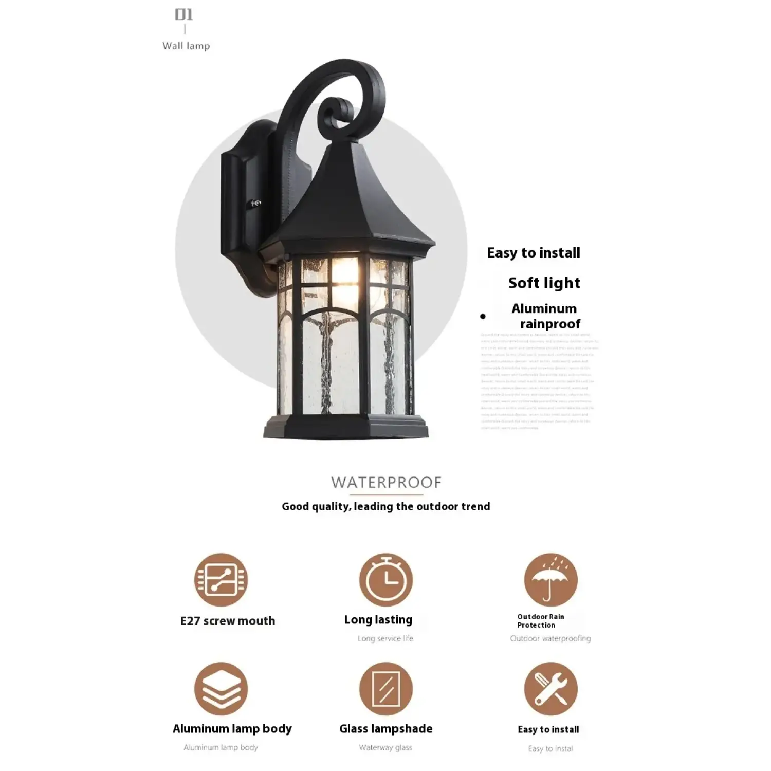 Elegant Sand Black Wall Lamp Decorative with LED and Bubble Glass Finish - Image 13