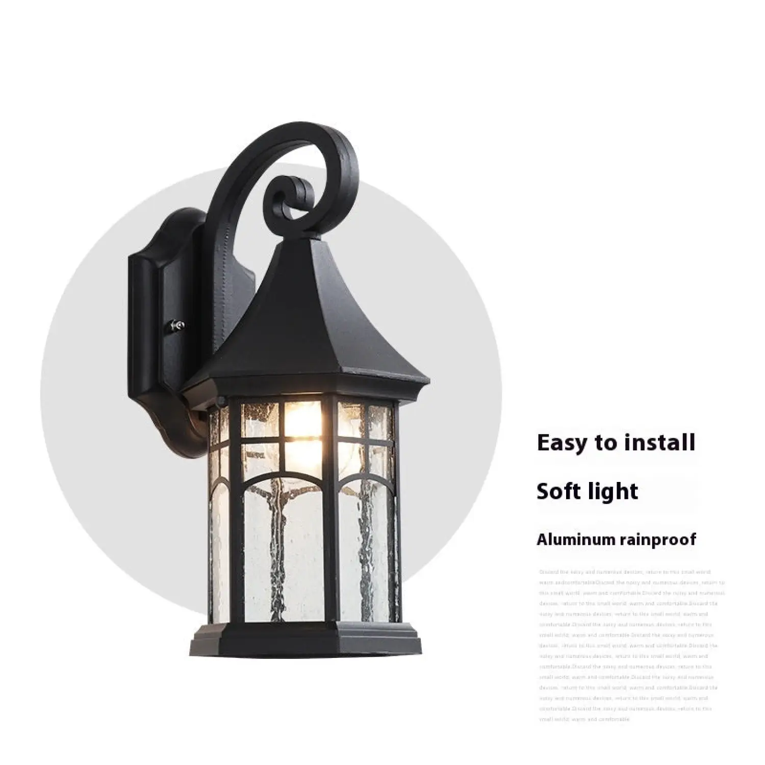 Elegant Sand Black Wall Lamp Decorative with LED and Bubble Glass Finish - Image 4