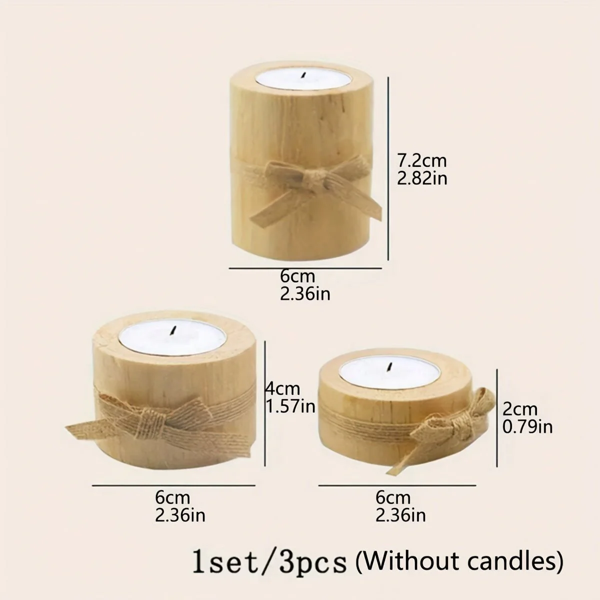Elegant Wooden Candlesticks Set – Handcrafted Rustic Decor - Image 3