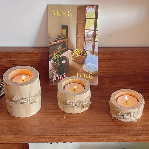 Elegant Wooden Candlesticks Set – Handcrafted Rustic Decor - Image 5