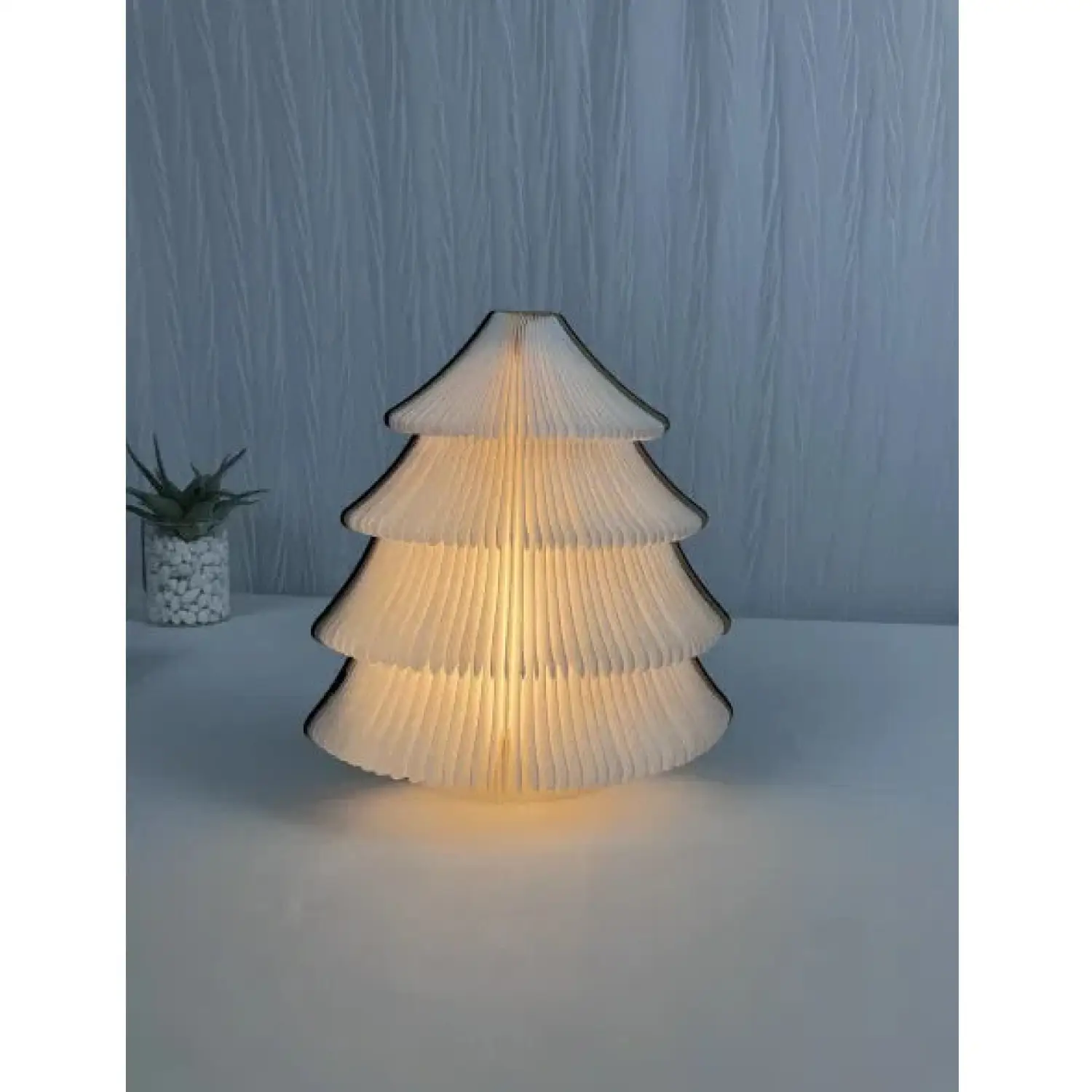 Elegant Wooden Christmas Lamp with Foldable Design for Warm Lighting - Image 2