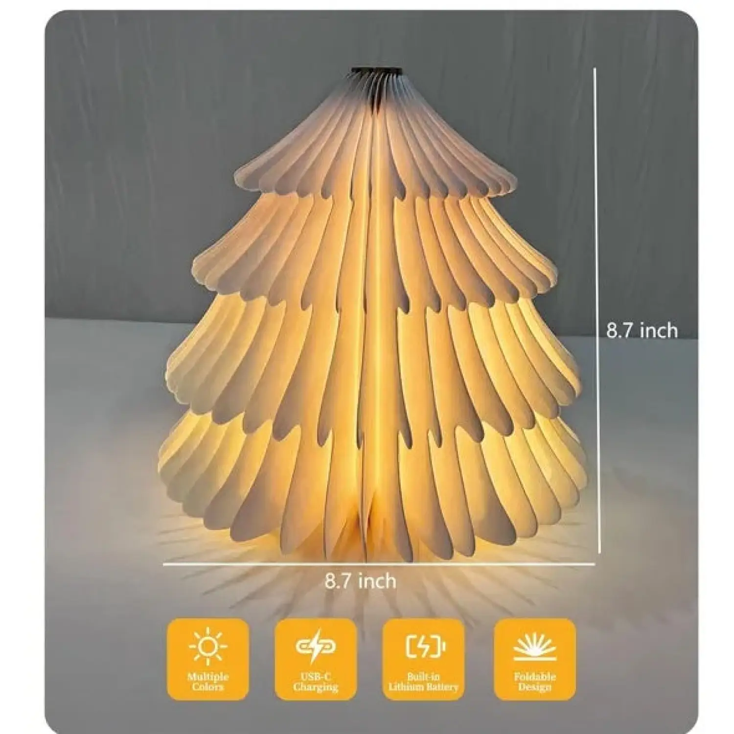 Elegant Wooden Christmas Lamp with Foldable Design for Warm Lighting - Image 4
