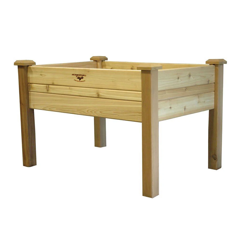 Elevated 2Ft x 4-Ft Cedar Wood Raised Garden Bed Planter Box - Unfinished - Image 2