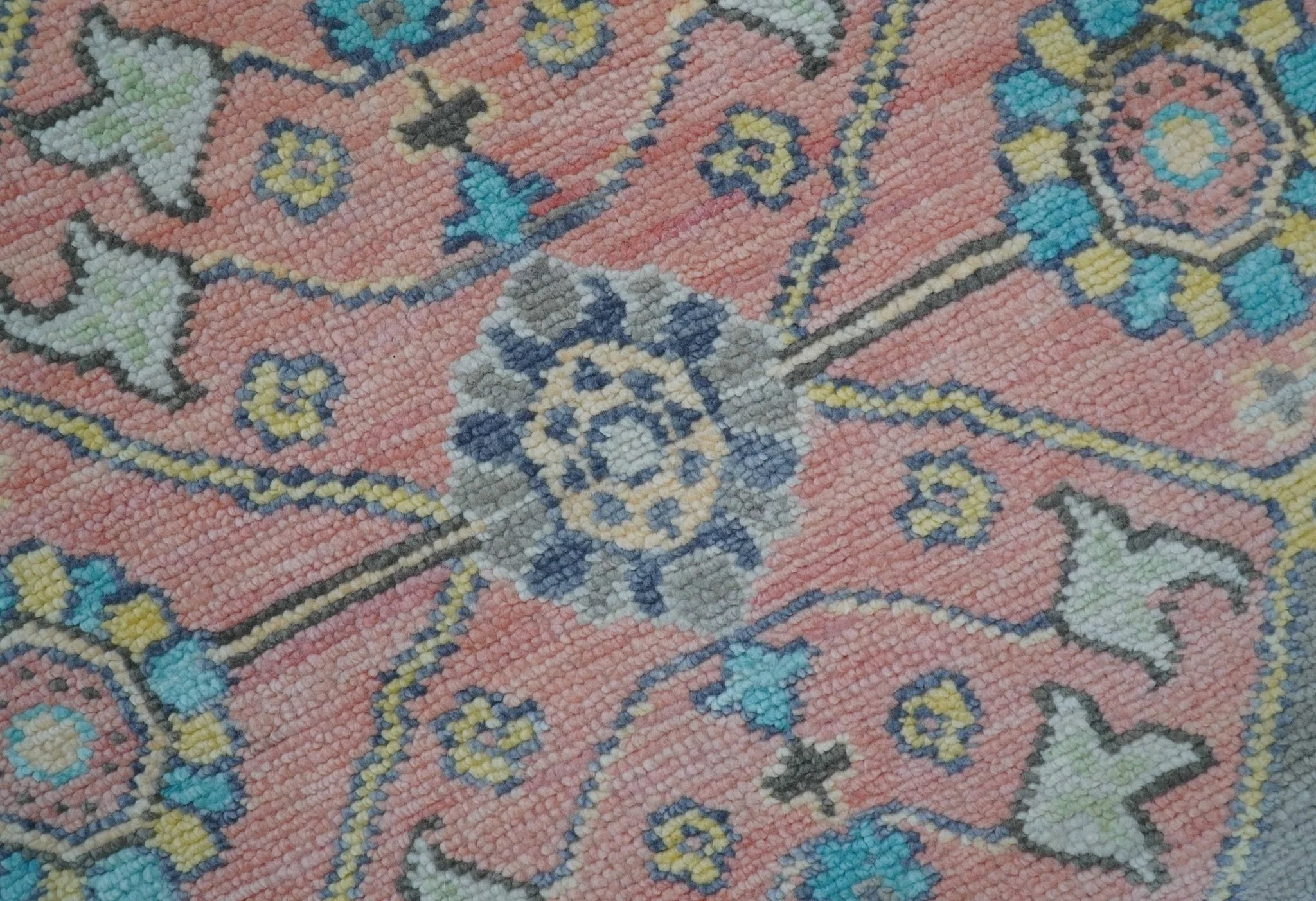Eliane Custom Made Traditional Style Pink And Blue Hand Knotted Wool Area Rug - Image 7