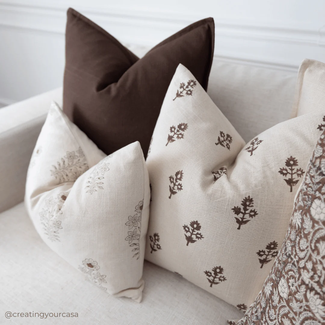 Ella Floral Block Printed Pillow Cover | Lumbar - Image 2