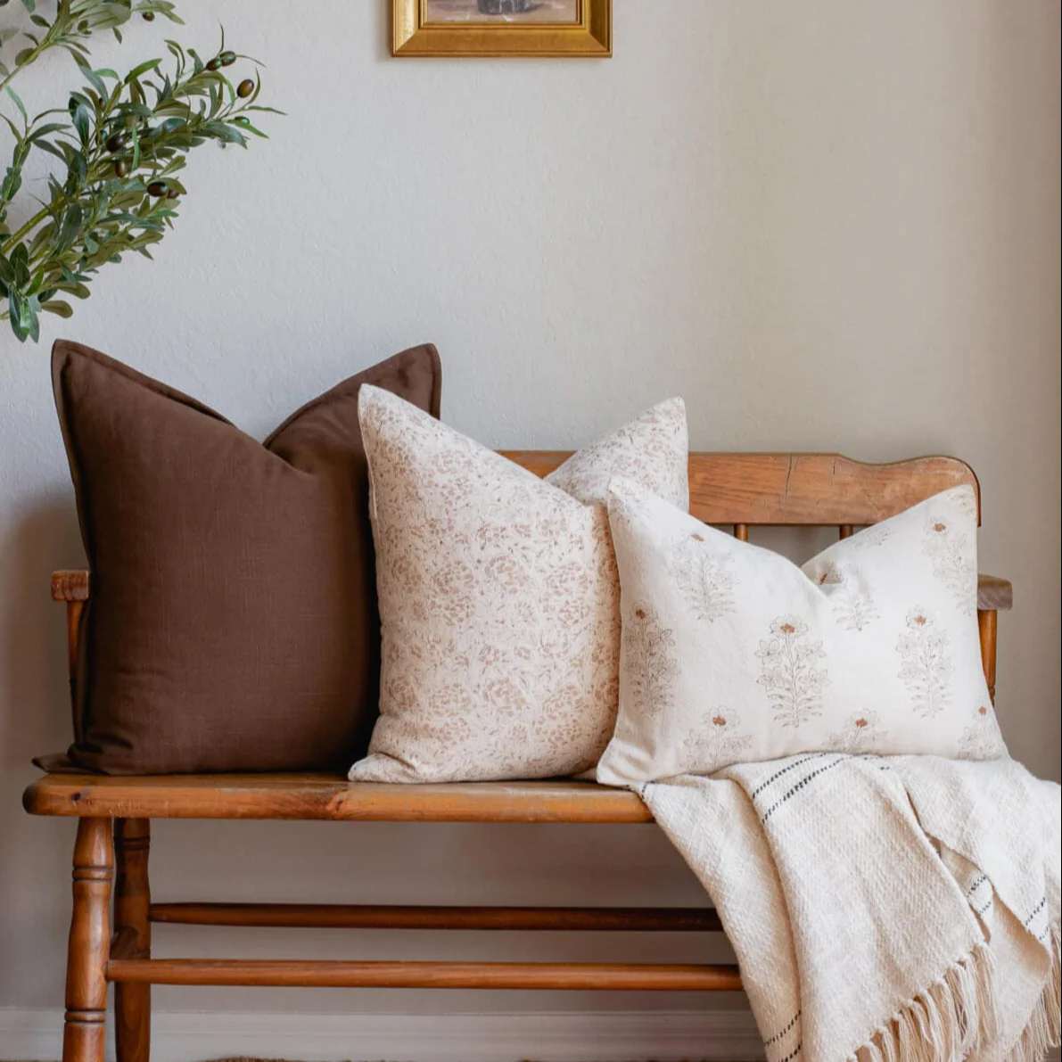 Ella Floral Block Printed Pillow Cover | Lumbar - Image 6