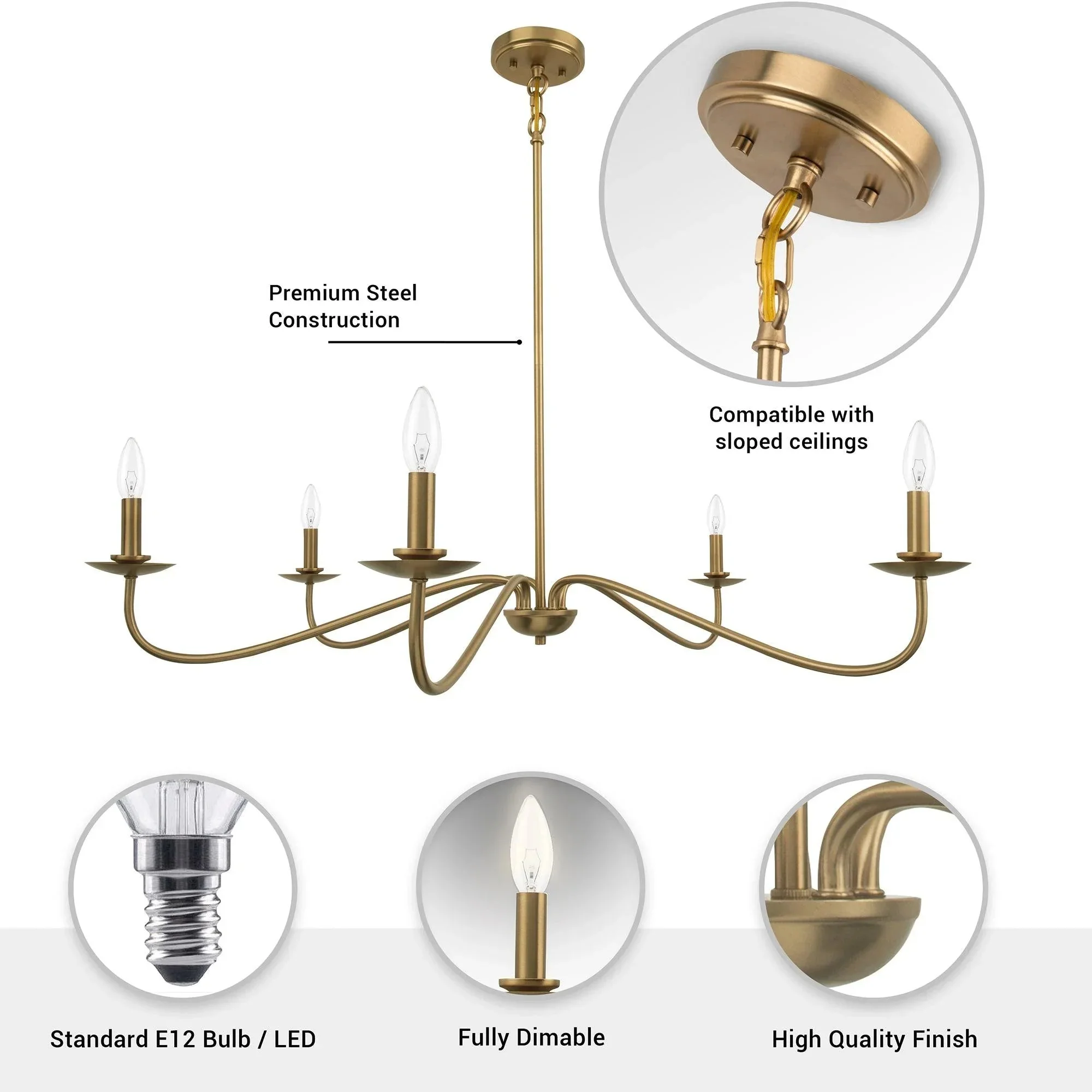 Ellie 5-Light Elegant Industrial Dimmable Chandelier - Image 15